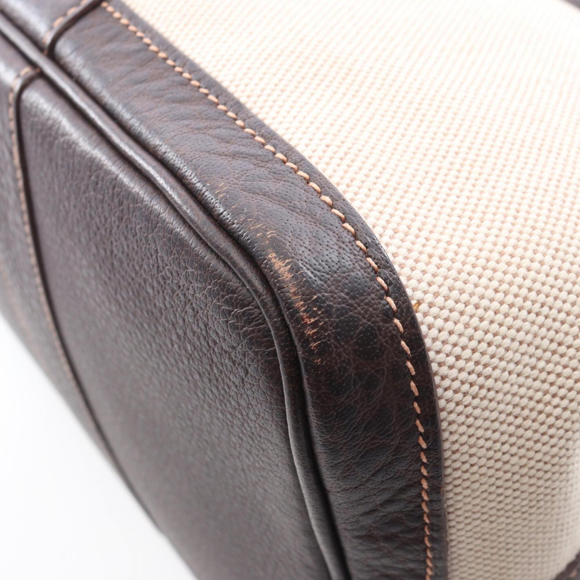 Hermes Brown Ivory Toile H Buffalo Leather Handbag Tote Bag (Pre-Owned)