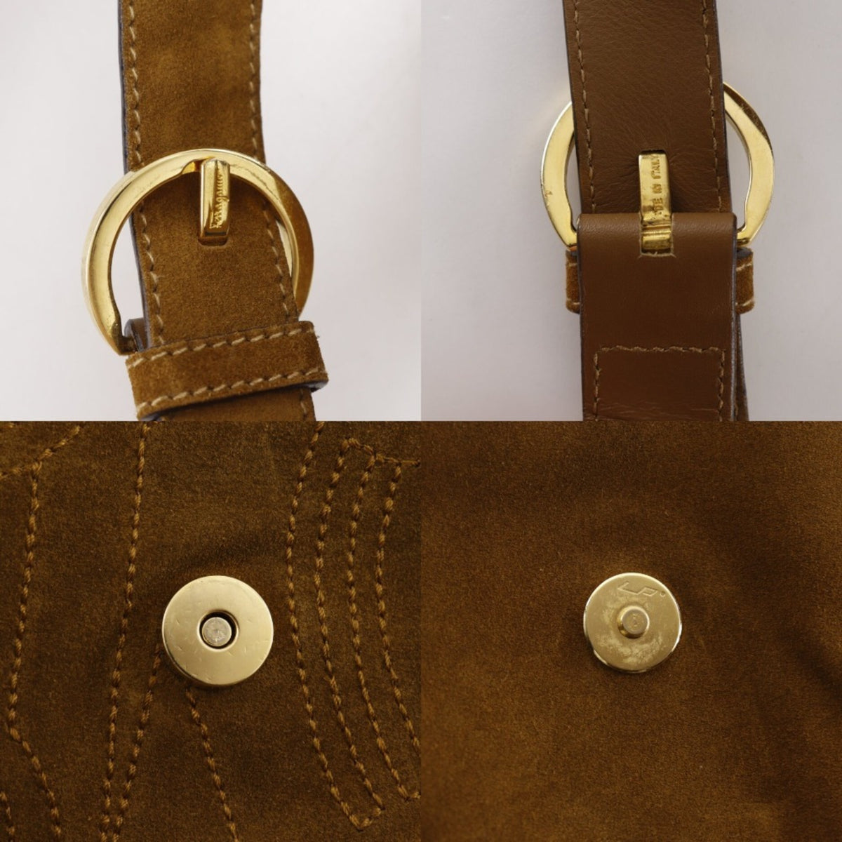 Salvatore Ferragamo Camel Suede Shoulder Bag (Pre-Owned)