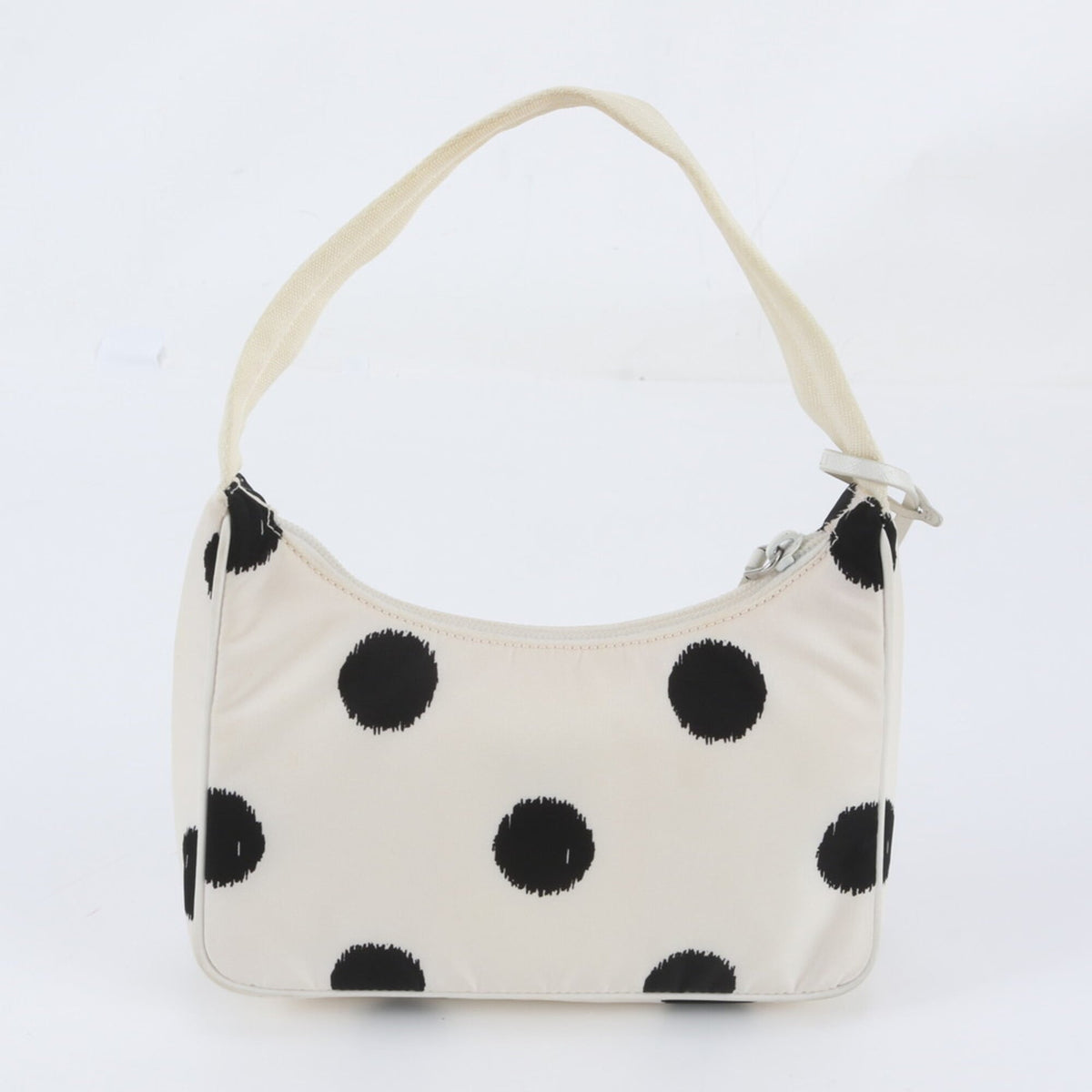 Prada Black White Leather Nylon Handbag Shoulder Bag (Pre-Owned)