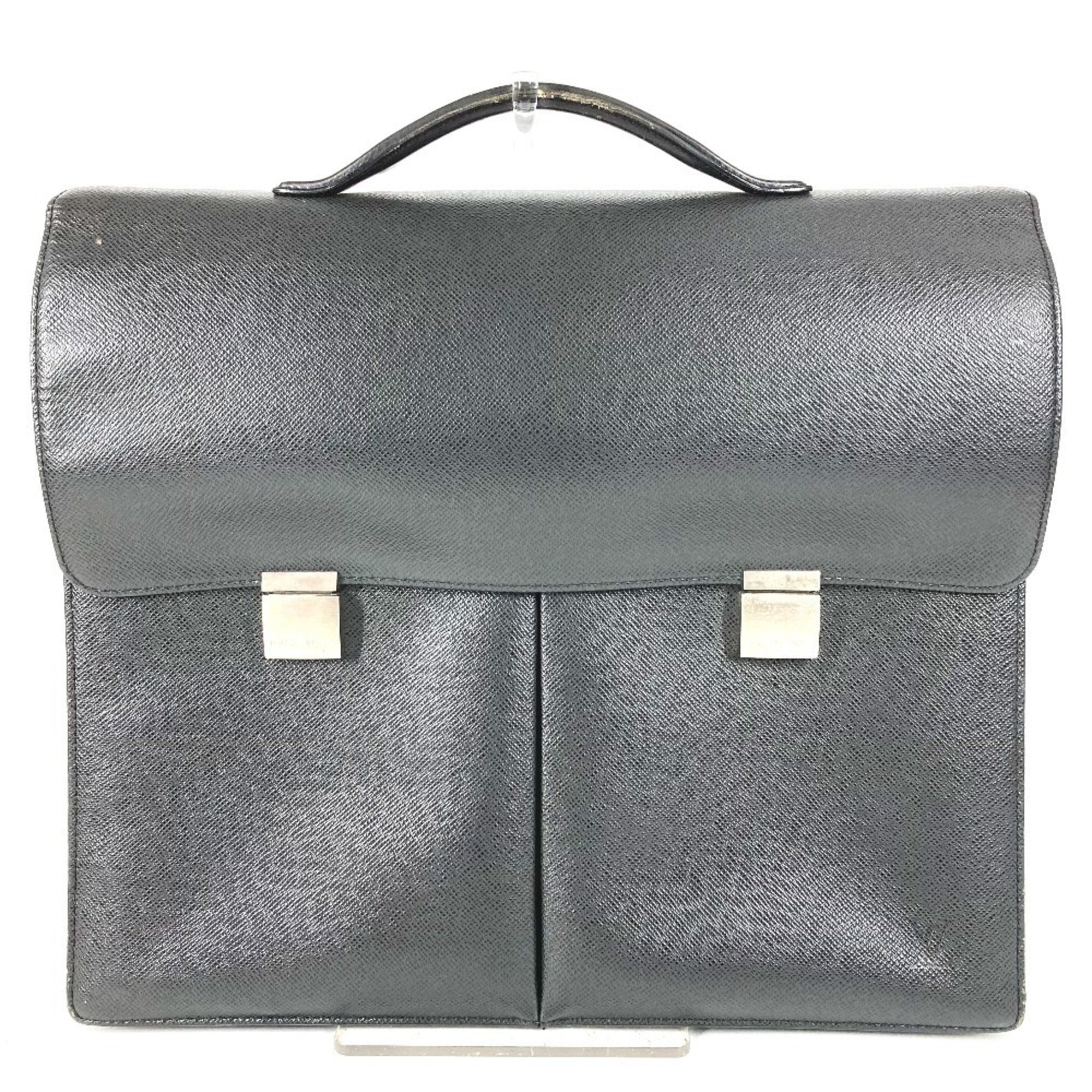 Louis Vuitton Ardoise Black Taiga Leather Briefcase Handbag (Pre-Owned)