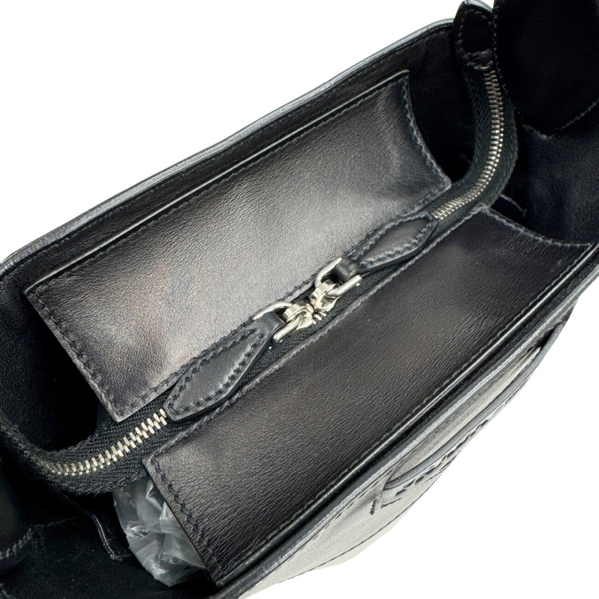 Prada Black White Leather Handbag Shoulder Bag (Pre-Owned)