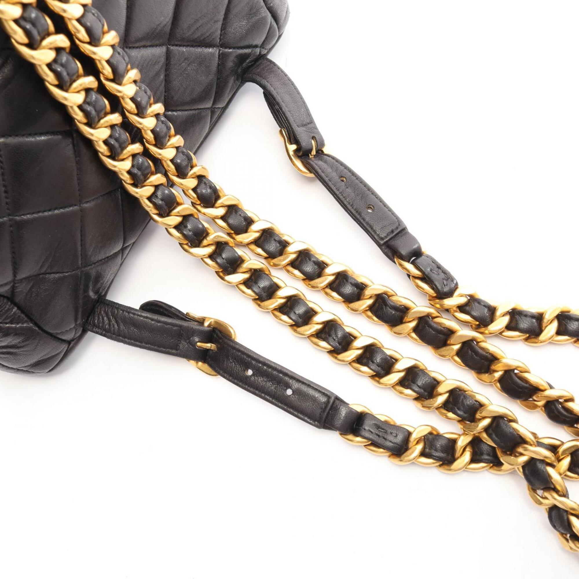 Chanel Black Leather Backpack Handbag (Pre-Owned)