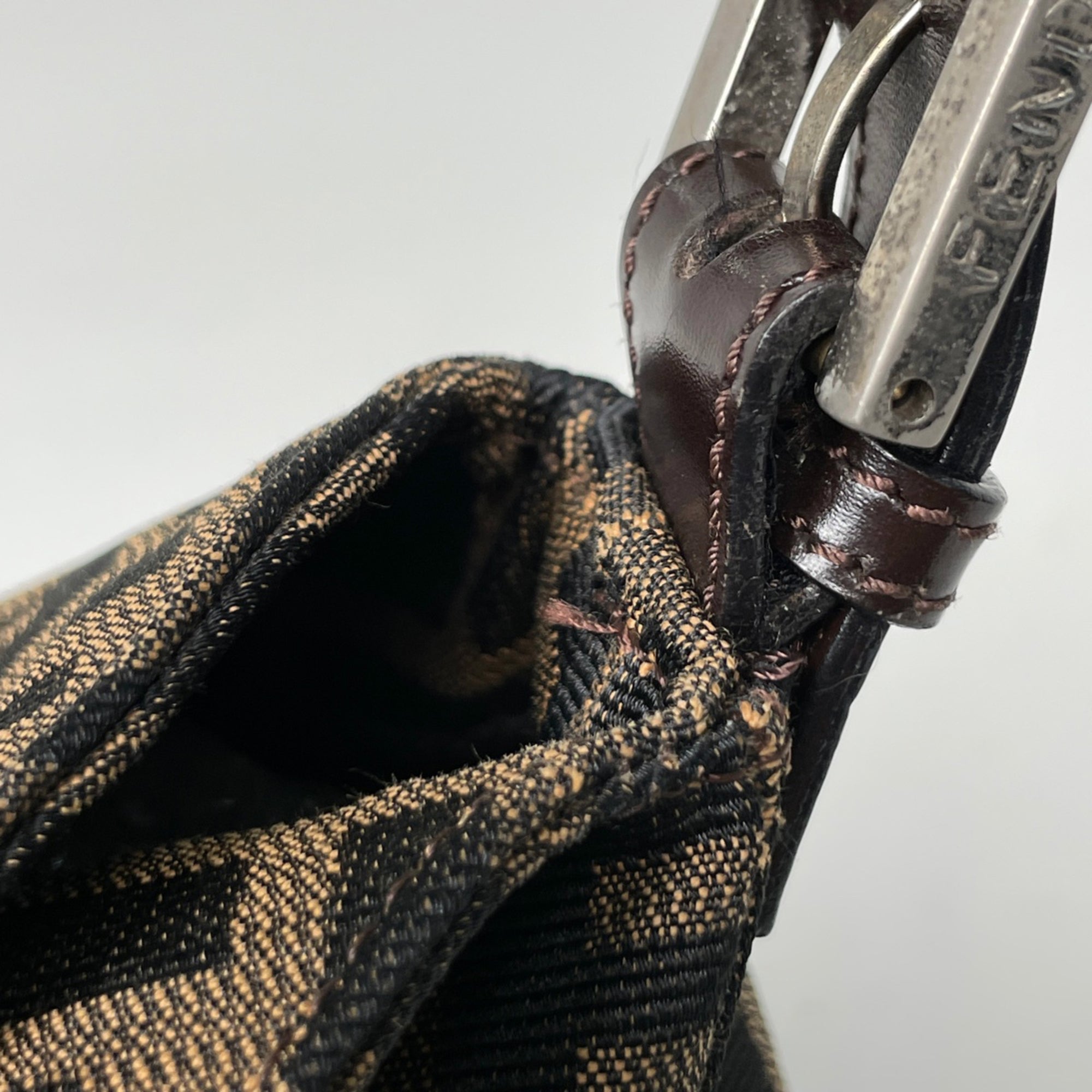Fendi Brown Canvas Leather Shoulder Bag (Pre-Owned)