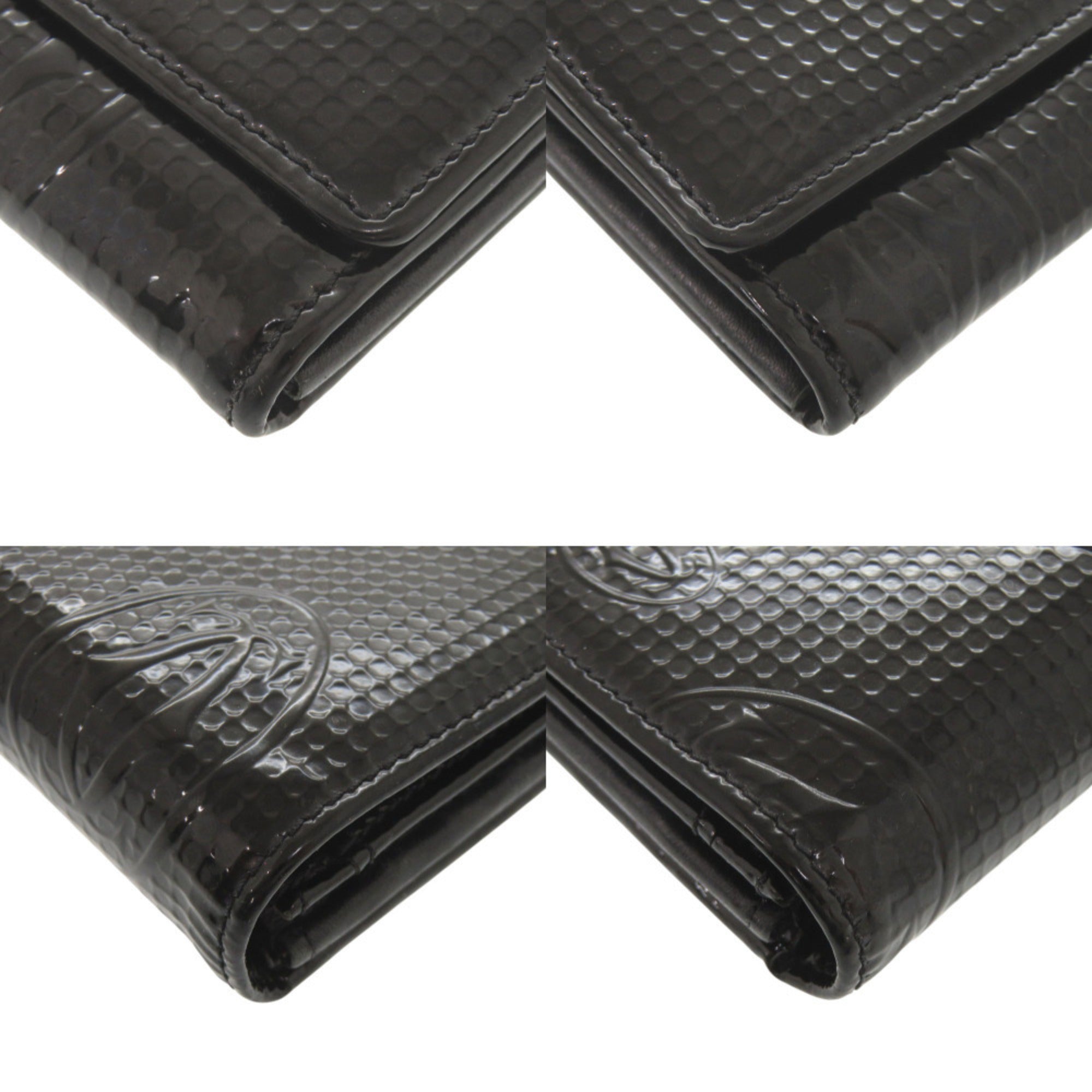 Cartier Happy Birthday Black Patent Leather Long Wallet (Bi-Fold) (Pre-Owned)