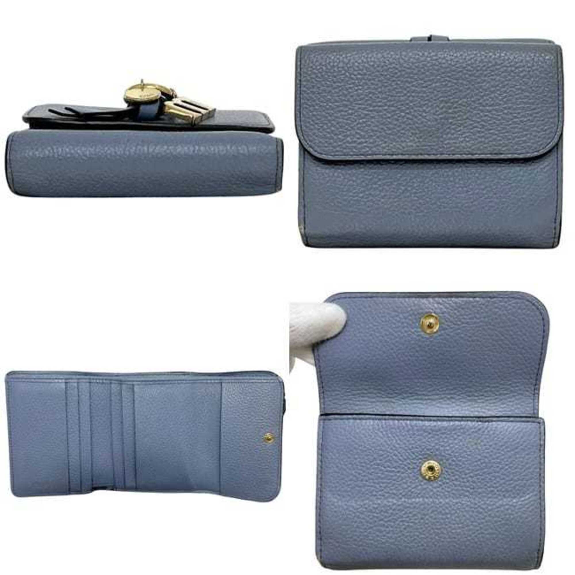Chloé Blue Light Blue Leather Wallet (Tri-Fold) (Pre-Owned)
