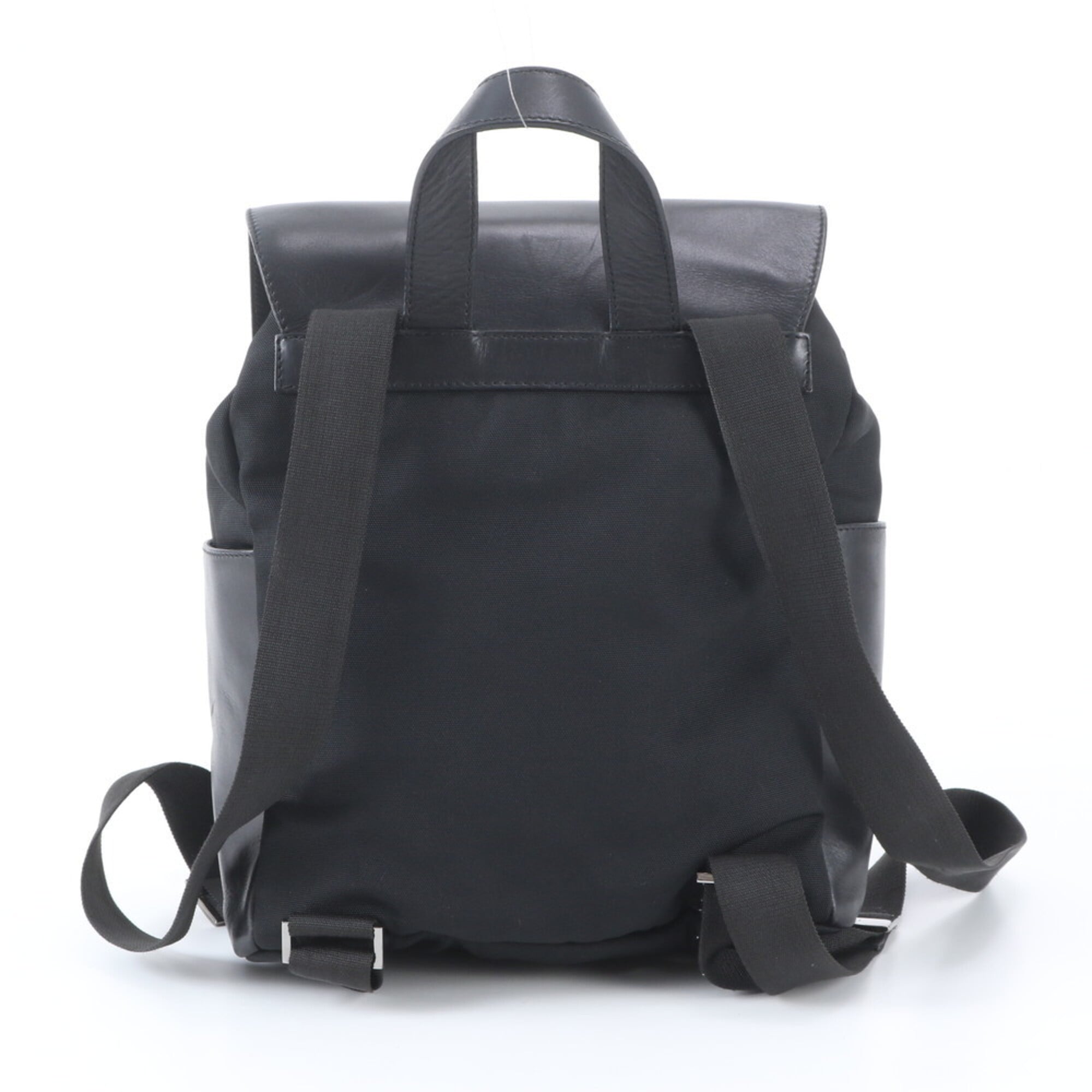 Gucci Black Nylon Leather Backpack Handbag (Pre-Owned)