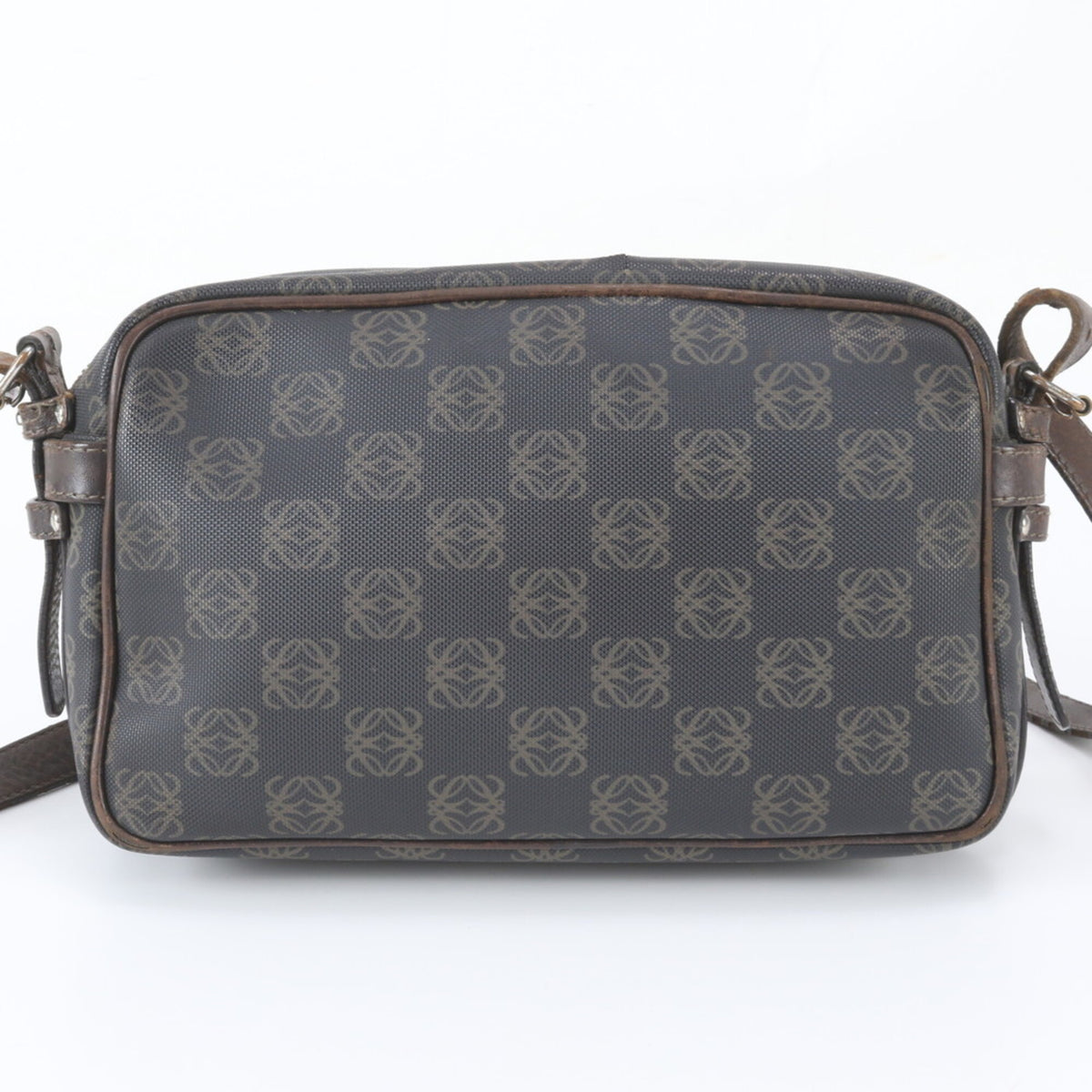 Loewe Black Leather Coated Canvas Crossbody Bag Handbag Shoulder Bag Tote Bag (Pre-Owned)