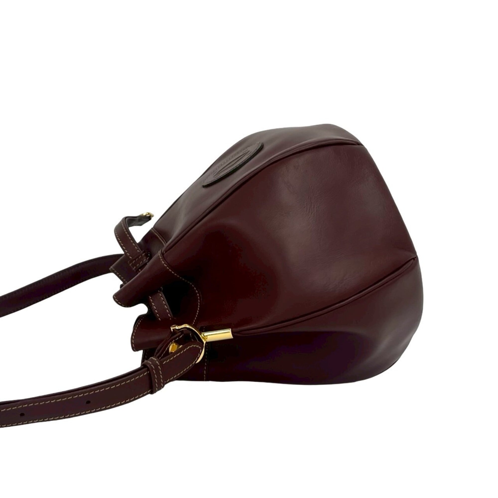 Cartier Wine Red Leather Pochette Shoulder Bag (Pre-Owned)