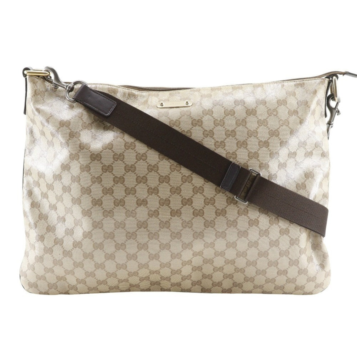 Gucci Gg Crystal Beige Pvc Shoulder Bag (Pre-Owned)