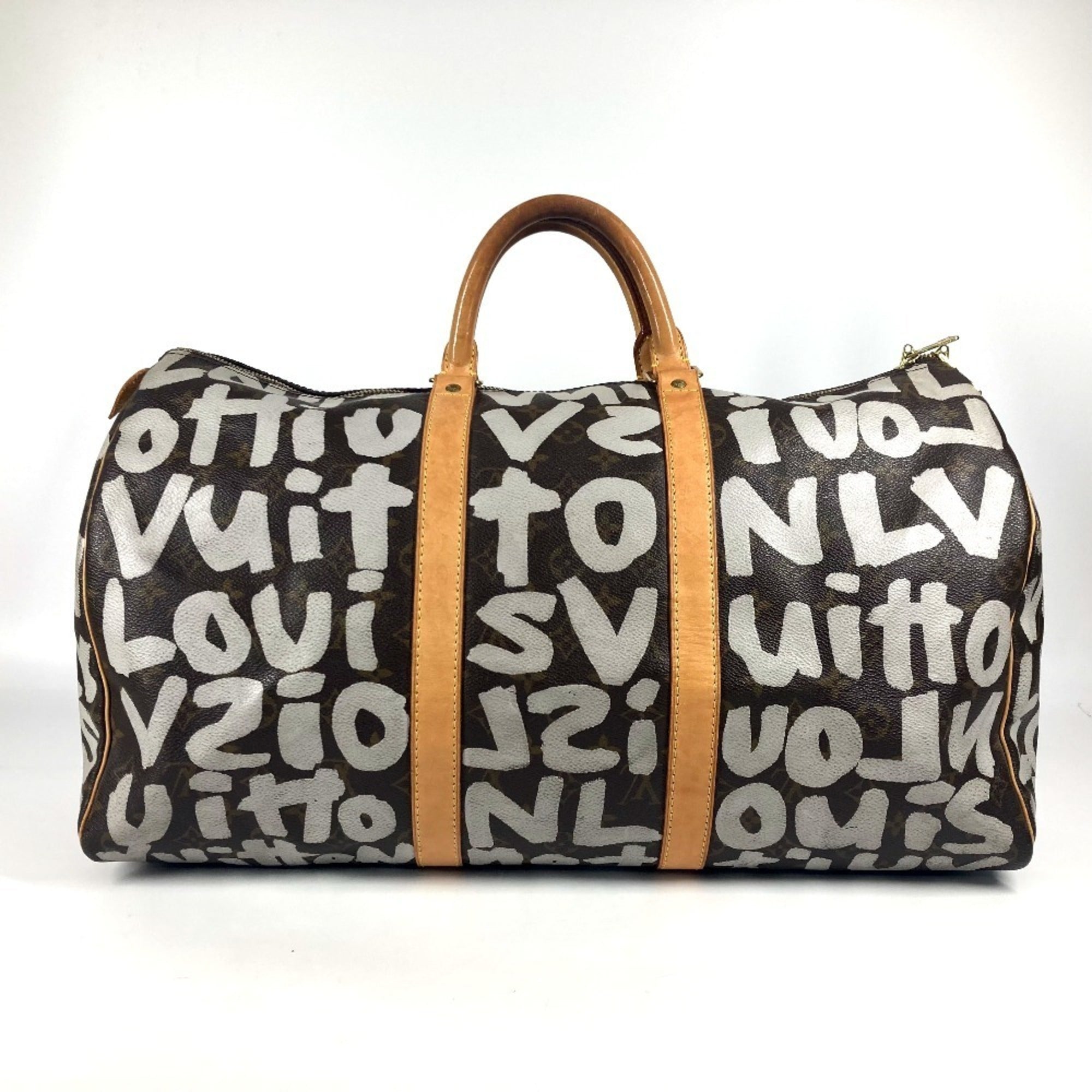 Louis Vuitton Brown Monogram White Monogram Graffiti Boston Bag (Pre-Owned)