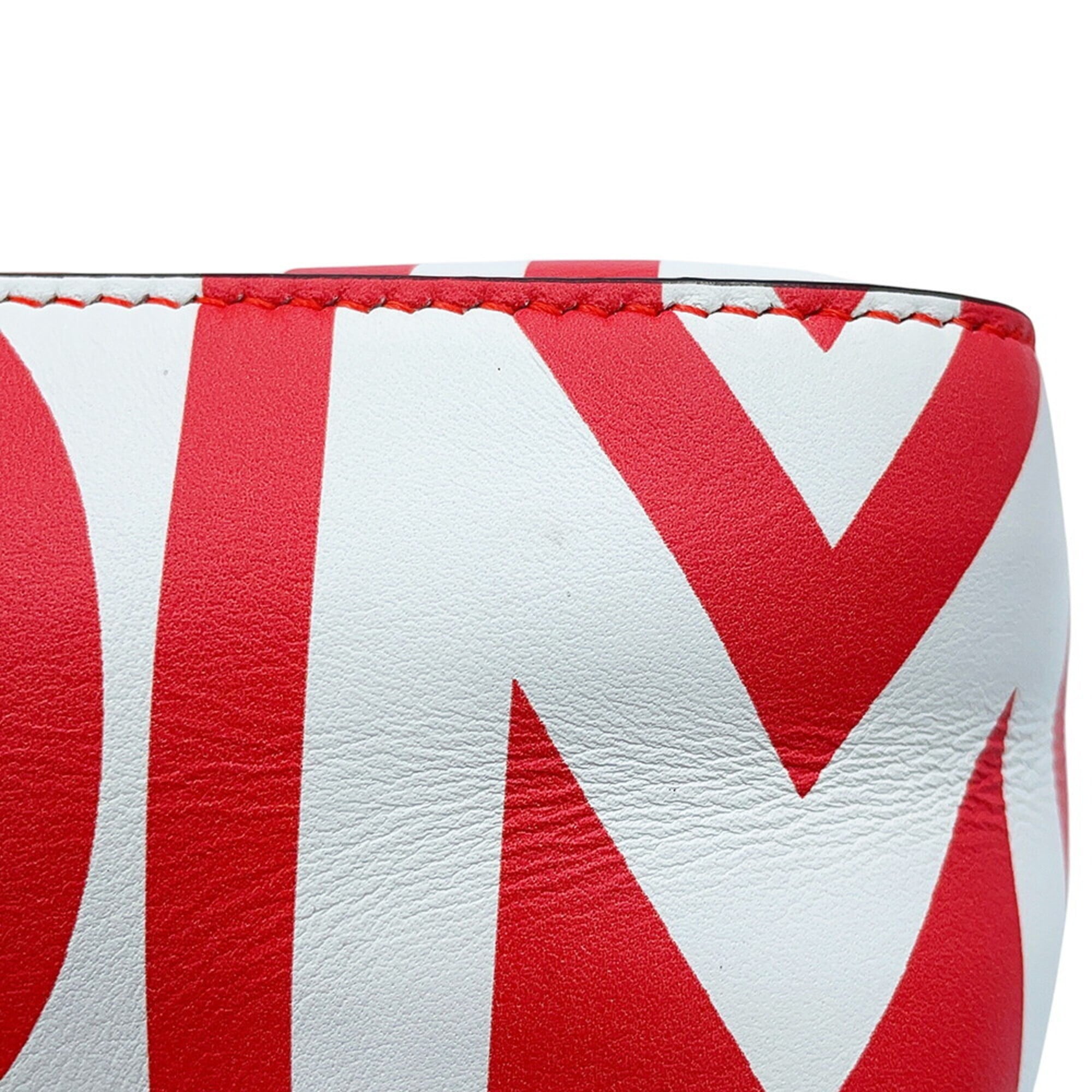 Fendi Baguette Red Color White Leather Handbag (Pre-Owned)