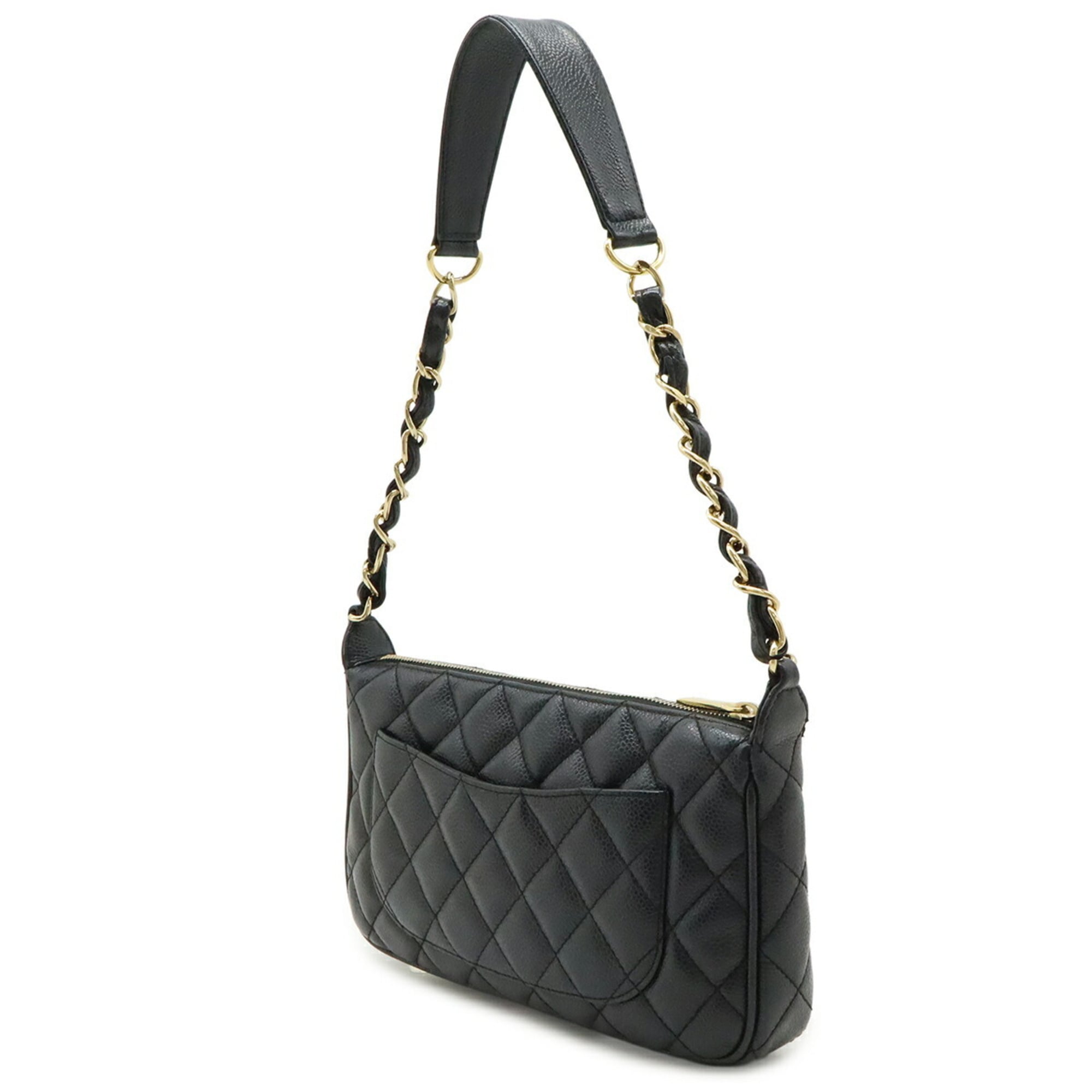 Chanel Matelasse Black Grained Calfskin Shoulder Bag (Pre-Owned)