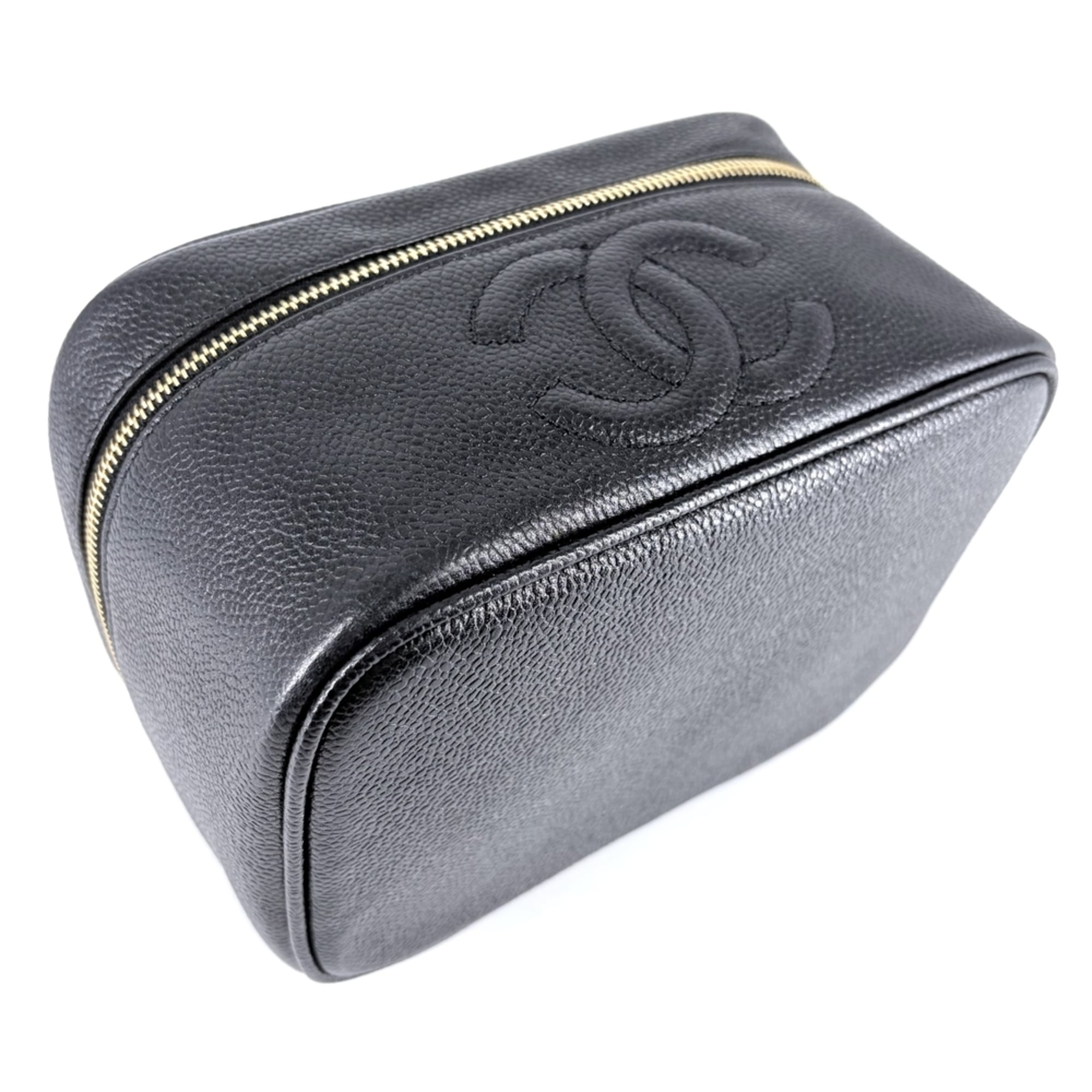 Chanel Black Grained Calfskin Pouch Vanity Bag (Pre-Owned)