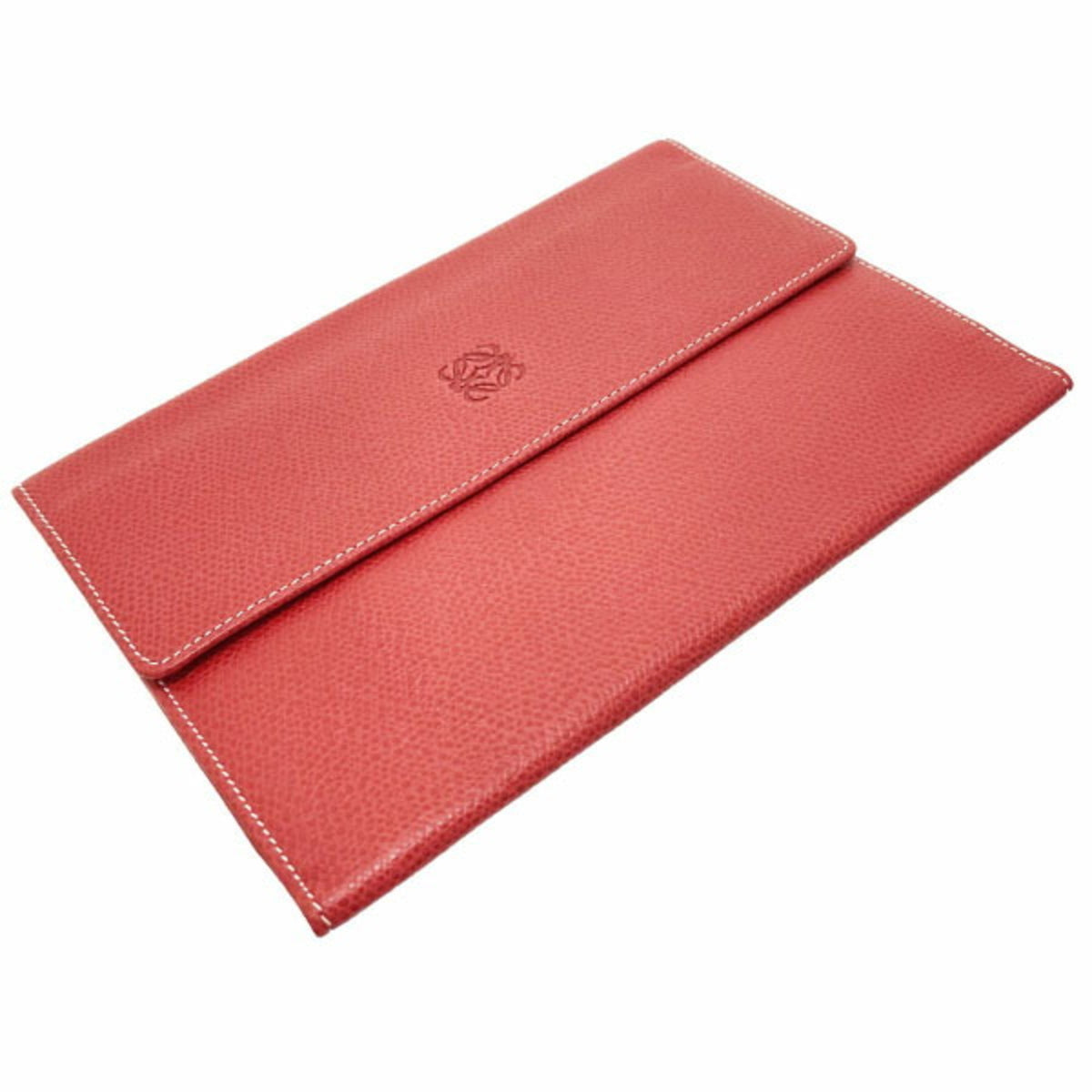 Loewe Red Color Leather Long Wallet (Tri-Fold) (Pre-Owned)