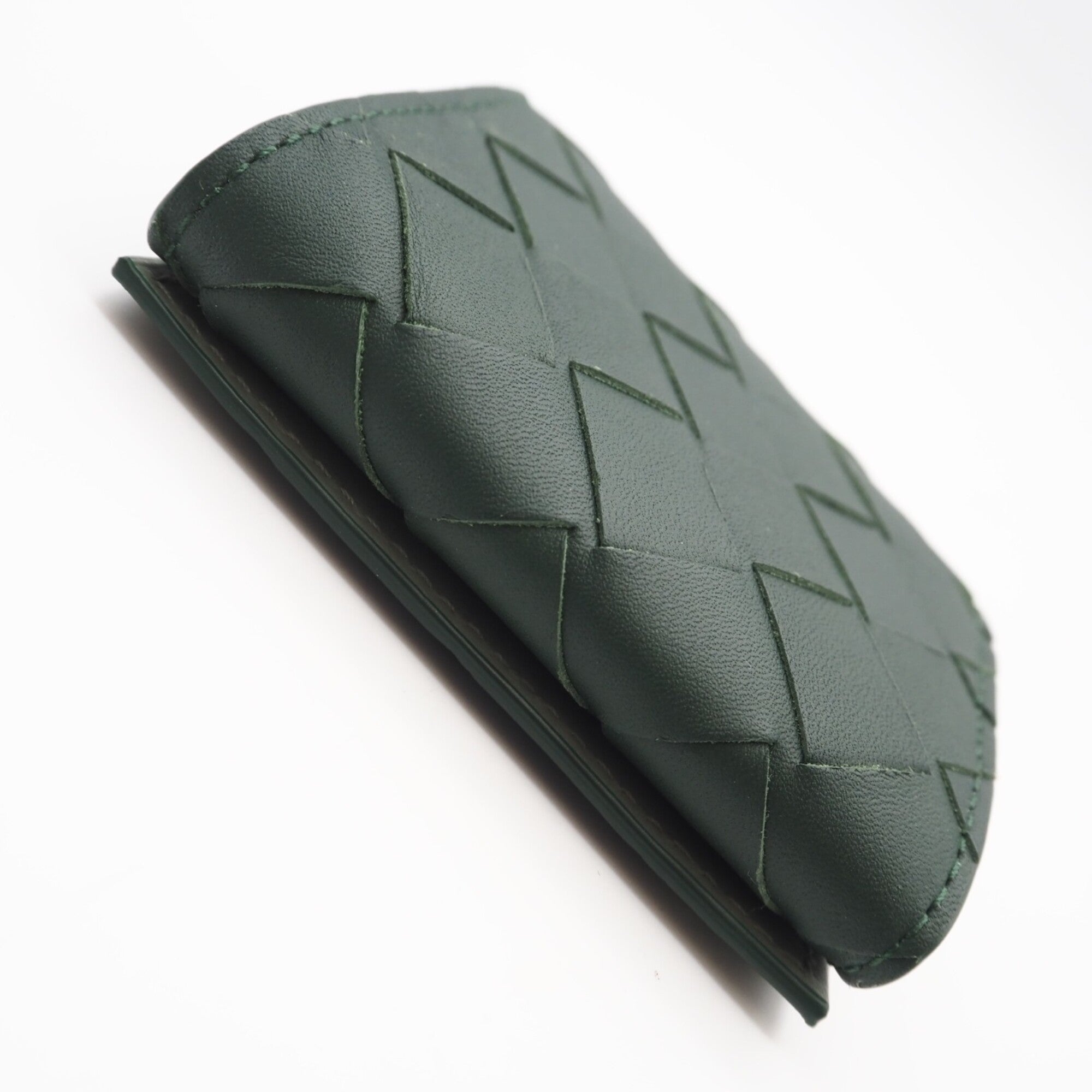 Bottega Veneta Intrecciato Green Leather Coin Purse/Coin Case (Pre-Owned)