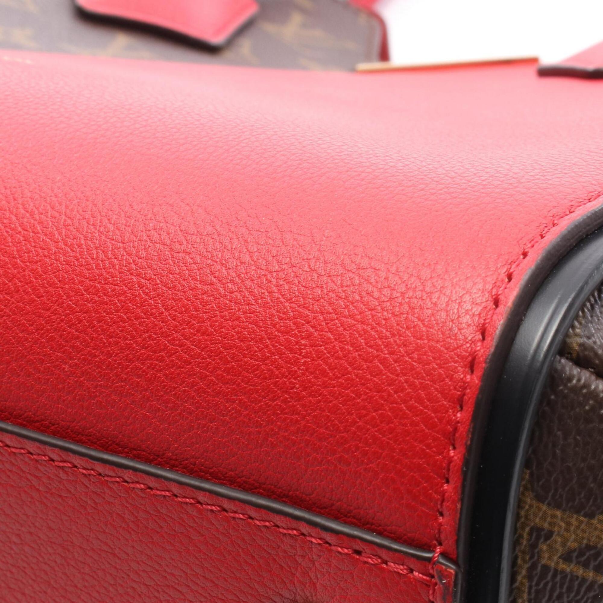 Louis Vuitton Brown Cerise Red Color Coated Canvas Pvc Monogram Leather Handbag Tote Bag (Pre-Owned)