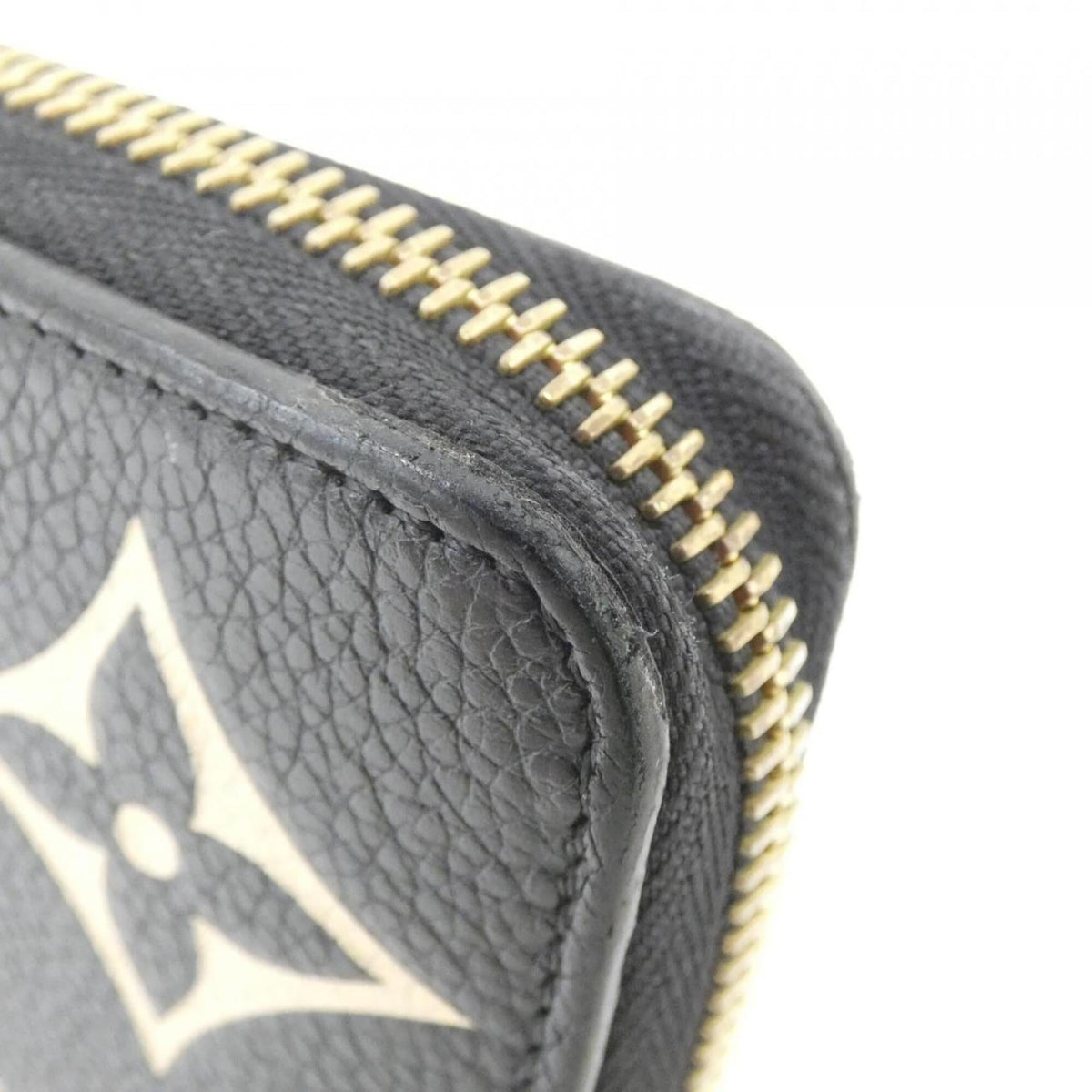 Louis Vuitton Beige Black Leather Long Wallet (Bi-Fold) (Pre-Owned)