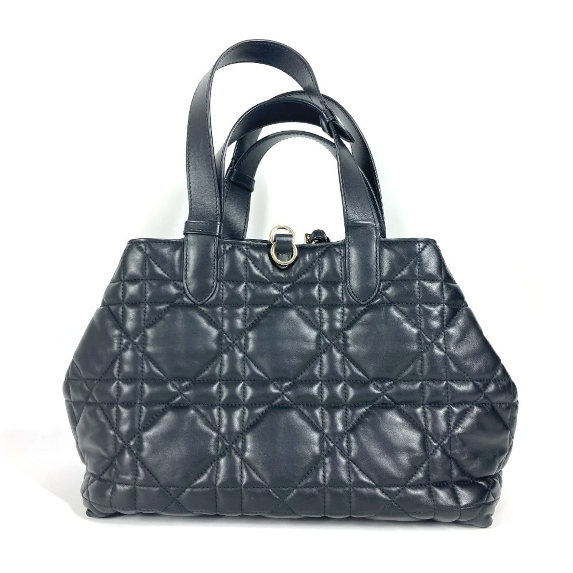 Christian Dior Black Leather Handbag Pouch Shoulder Bag Tote Bag (Pre-Owned)