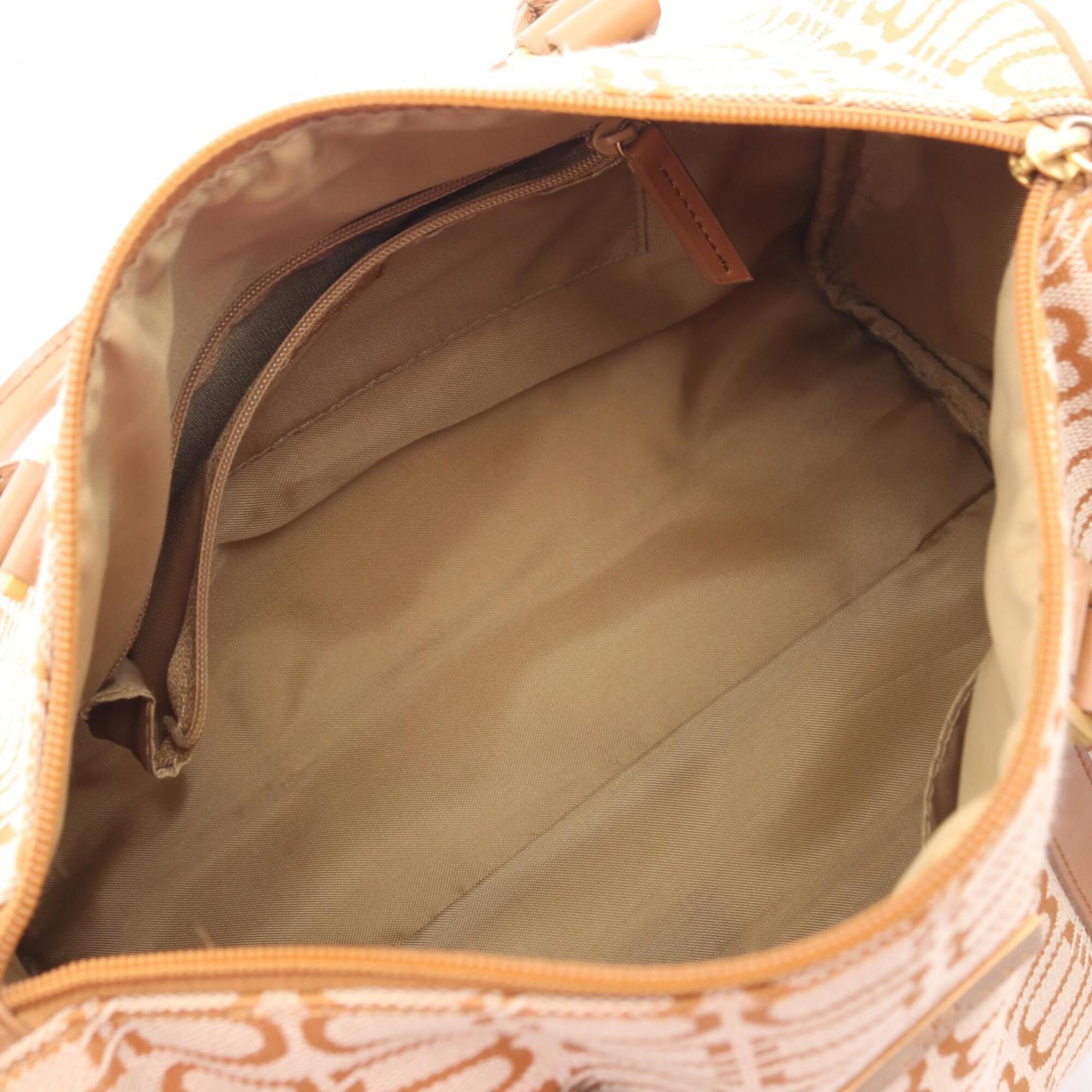 Balenciaga Beige Brown Canvas Leather Handbag (Pre-Owned)