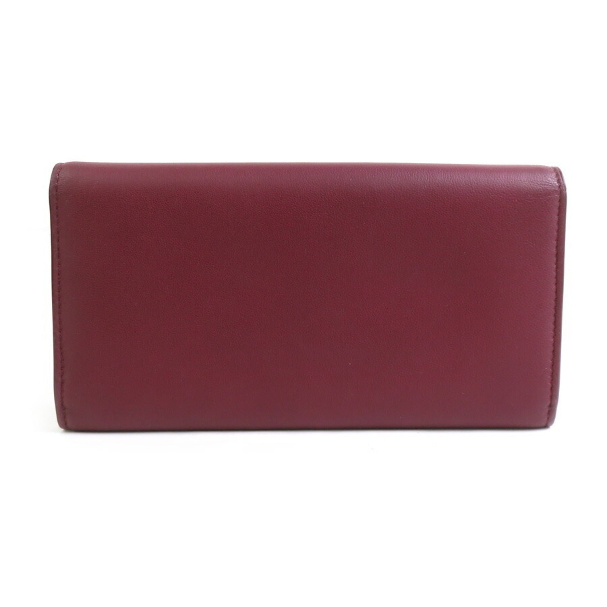 Bottega Veneta Bordeaux Red Color Leather Long Wallet (Bi-Fold) (Pre-Owned)
