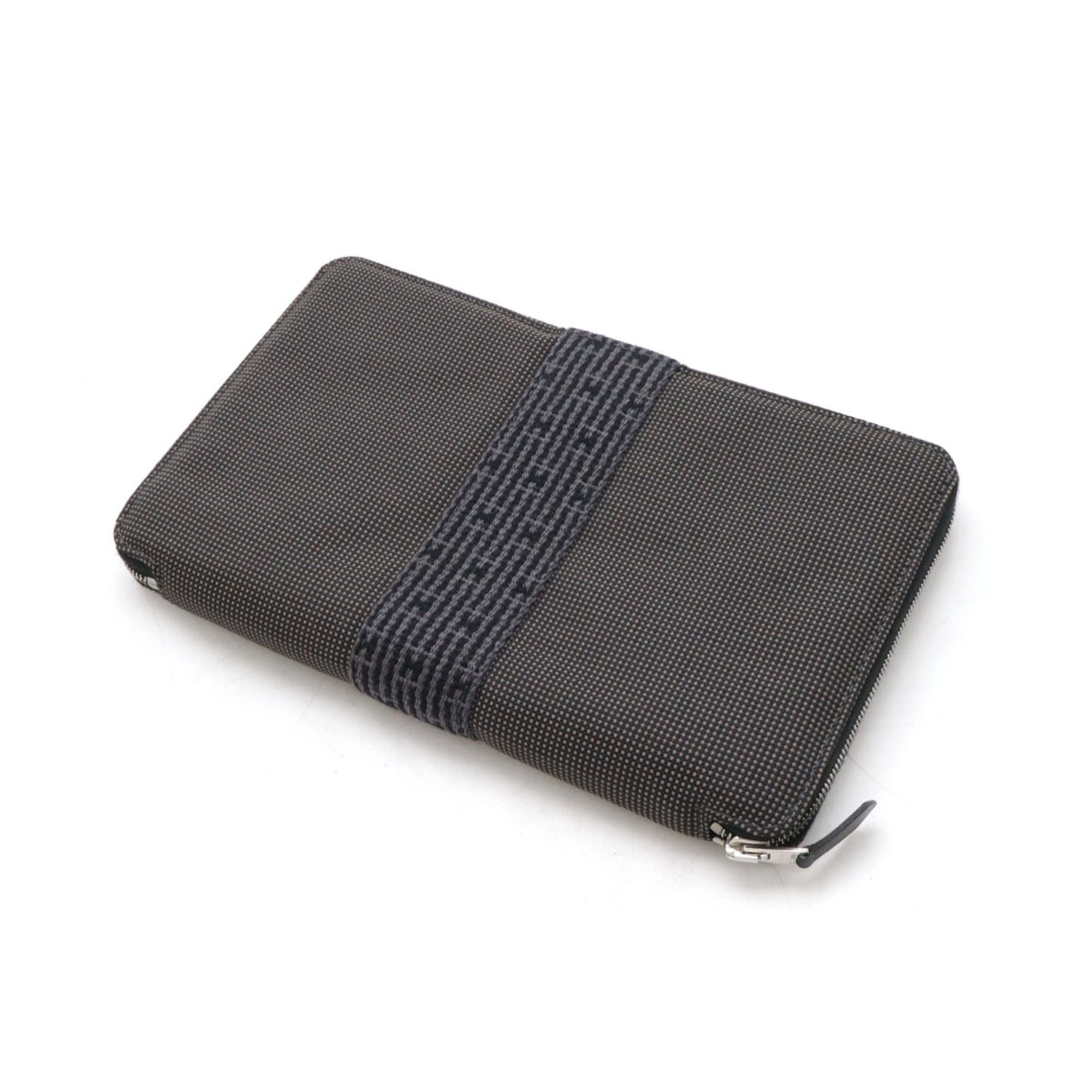 Hermes Her Line Gray Canvas Long Wallet (Bi-Fold) (Pre-Owned)