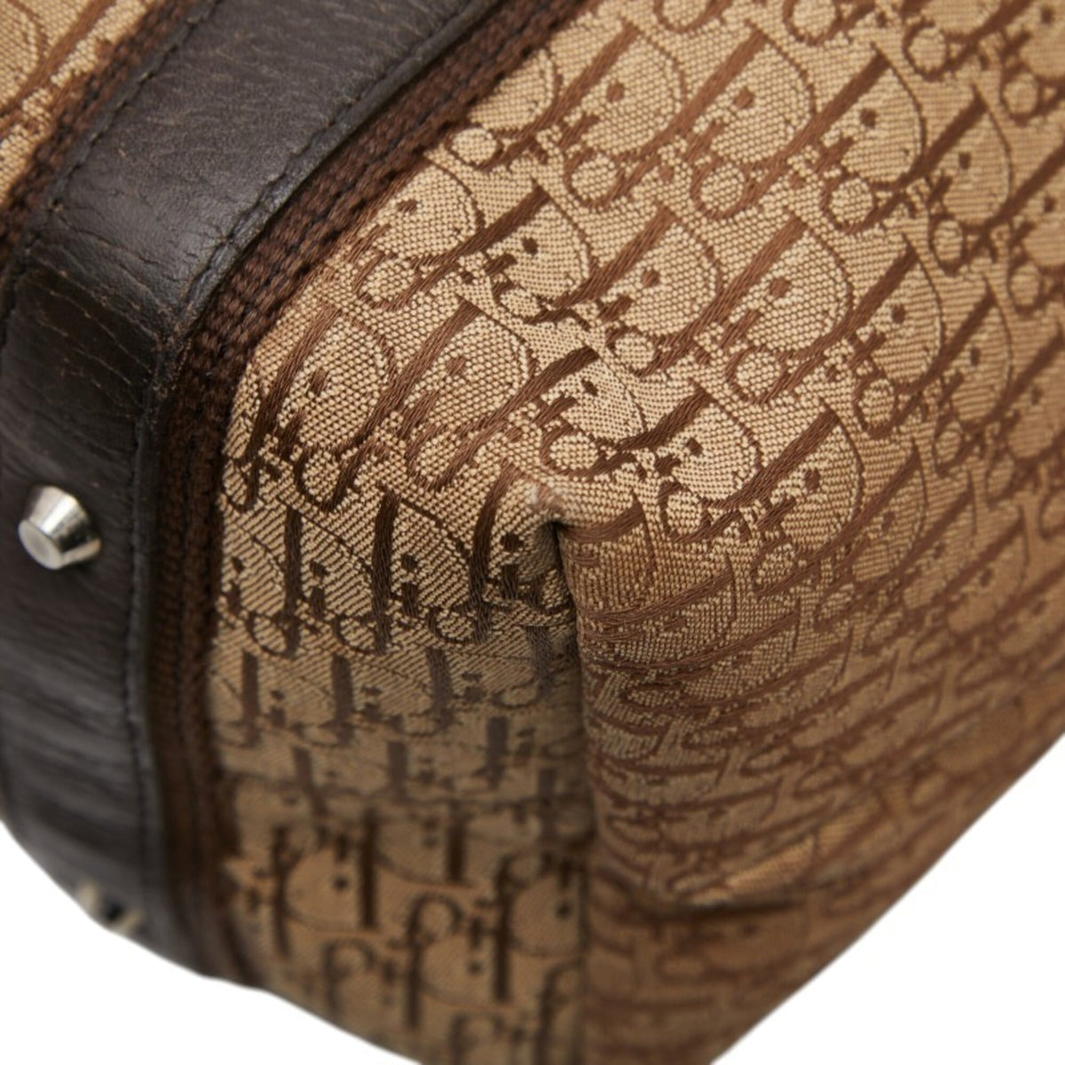 Christian Dior Trotter Beige Brown Leather Canvas Handbag Tote Bag (Pre-Owned)