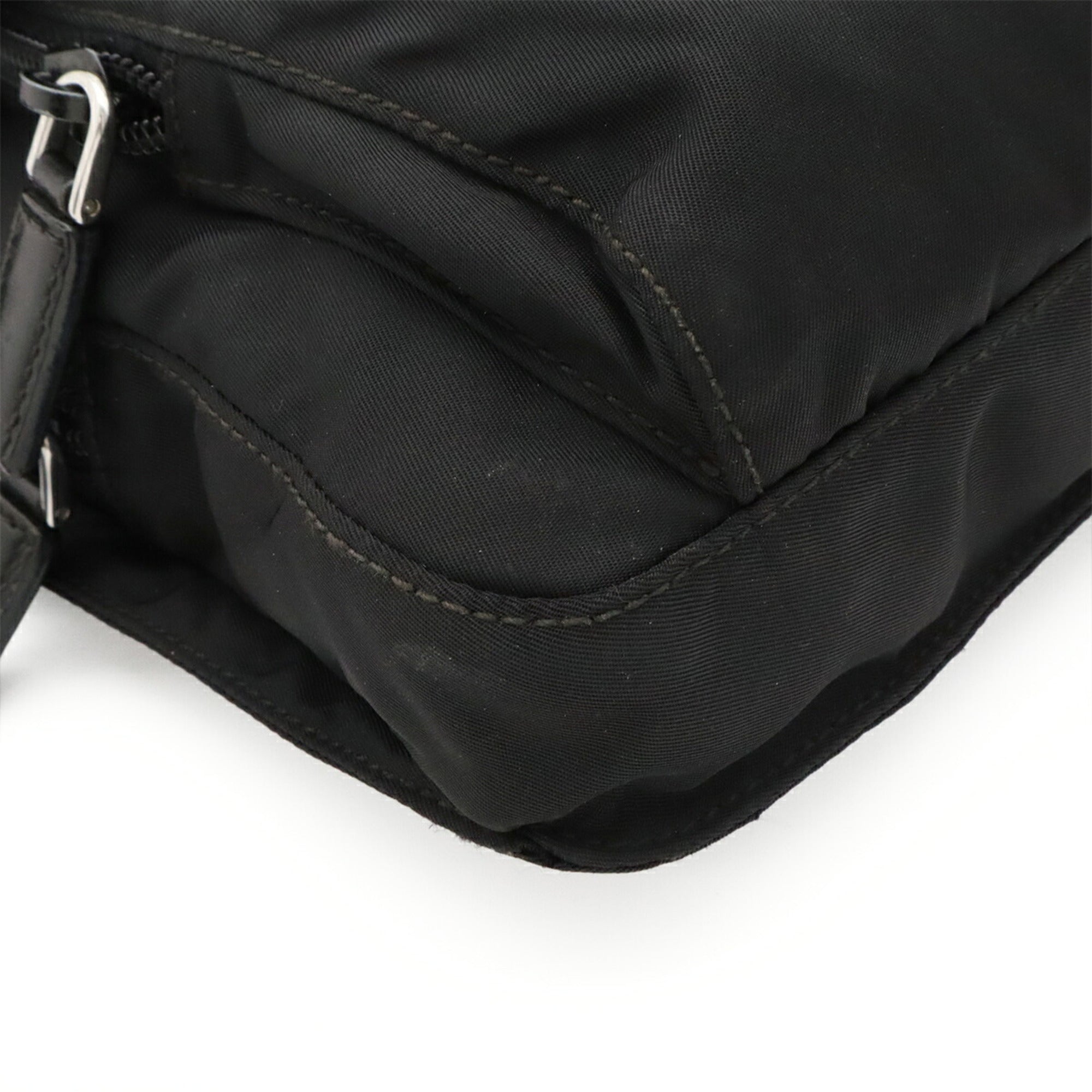 Prada Black Nero Nylon Leather Pochette Shoulder Bag (Pre-Owned)