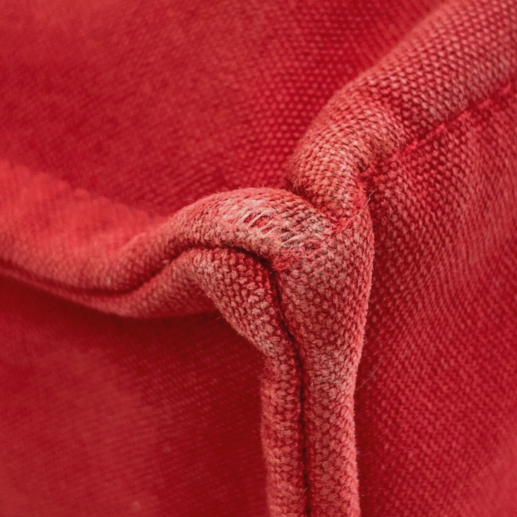 Hermes Deauville Red Color Canvas Handbag (Pre-Owned)