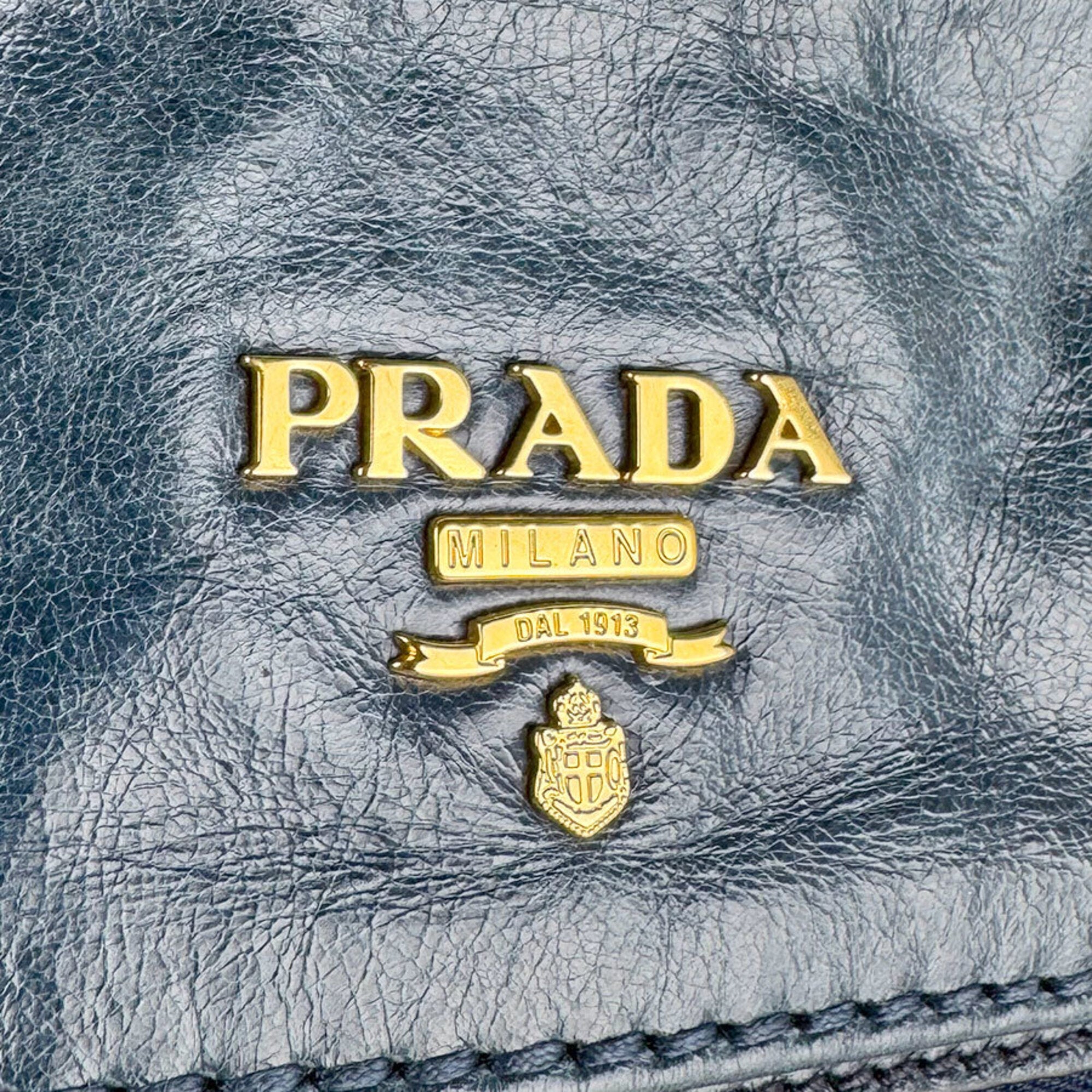 Prada Green Leather Handbag Shoulder Bag (Pre-Owned)