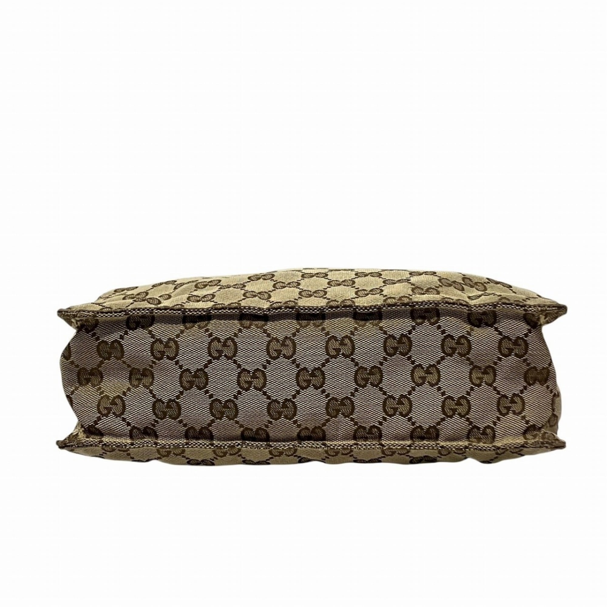 Gucci Beige Canvas Leather Shoulder Bag (Pre-Owned)