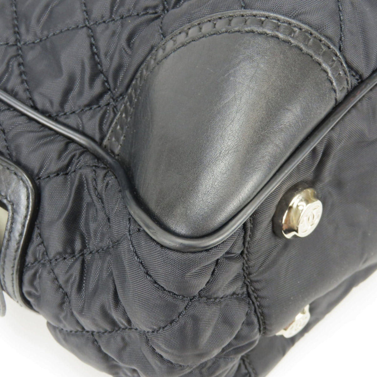 Chanel Matelasse Black Nylon Leather Tote Bag (Pre-Owned)