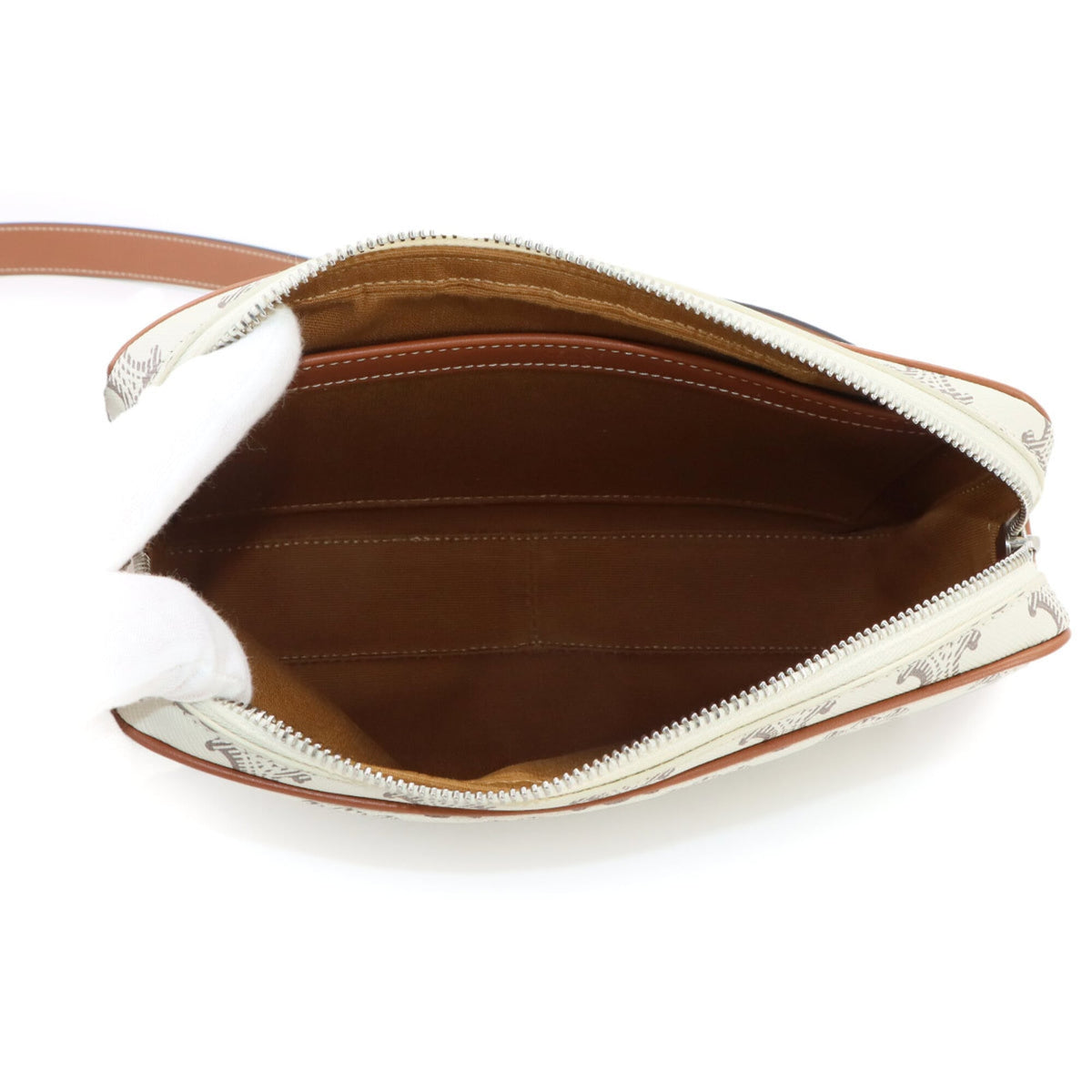 Celine Brown White Pu Leather Handbag Shoulder Bag (Pre-Owned)