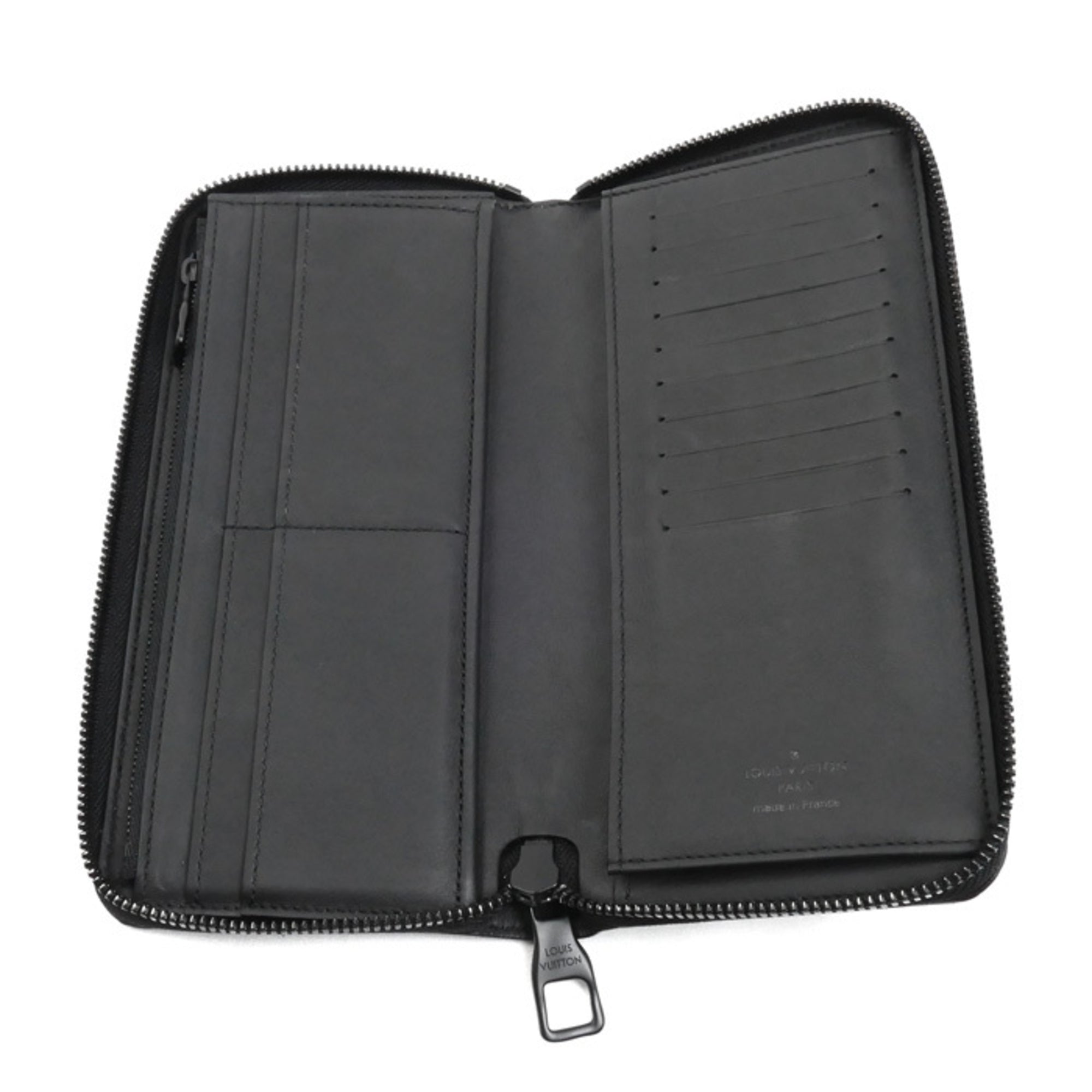 Louis Vuitton Black Leather Long Wallet (Bi-Fold) (Pre-Owned)