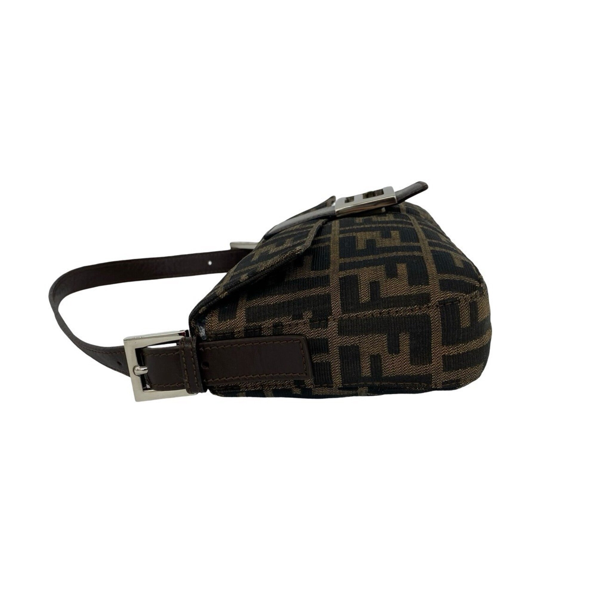 Fendi Black Brown Canvas Leather Handbag (Pre-Owned)