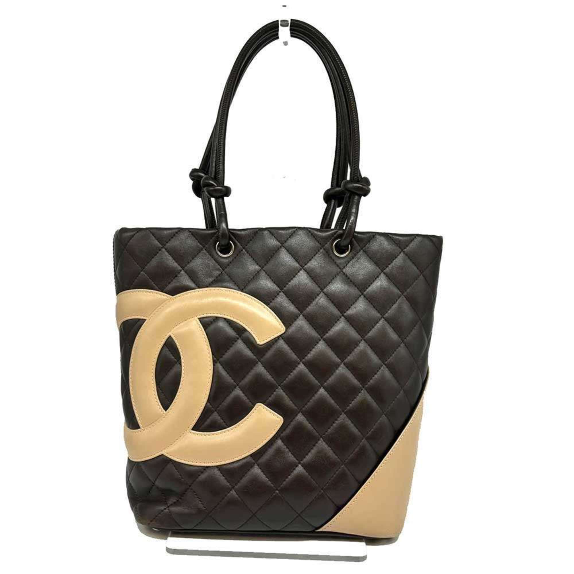 Chanel Beige Dark Brown Cambon Ligne Tote Bag (Pre-Owned)