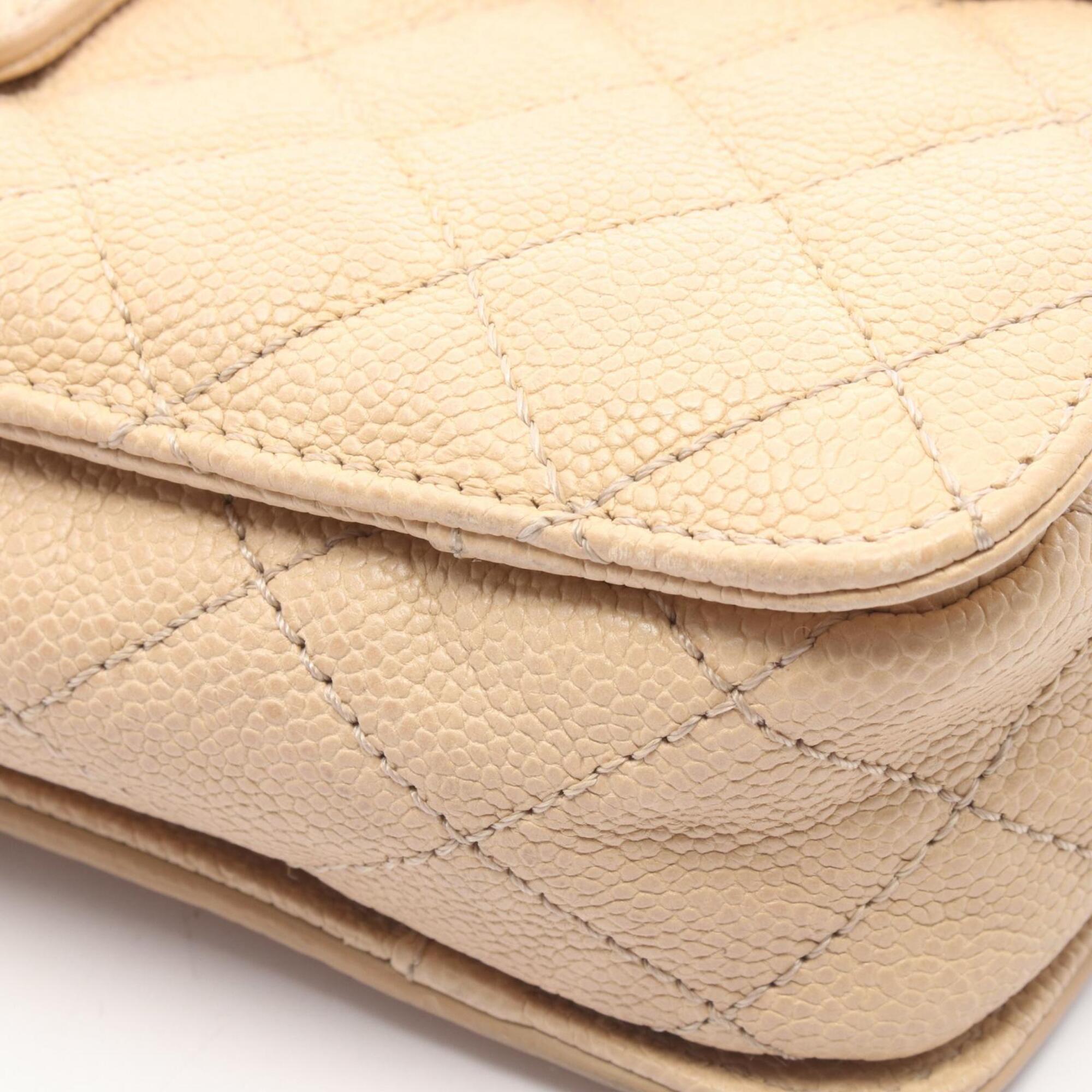 Chanel Beige Grained Calfskin Handbag Shoulder Bag (Pre-Owned)