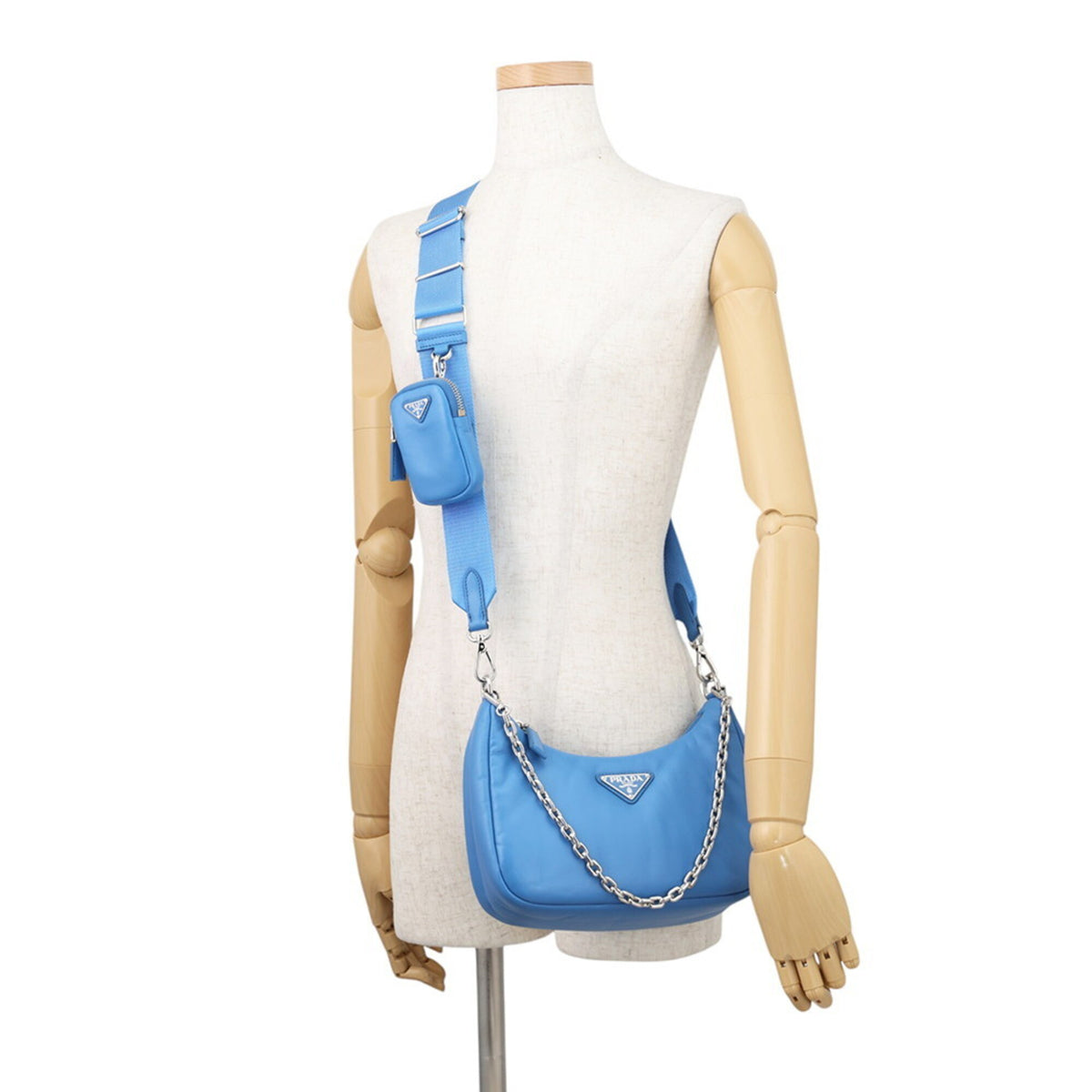 Prada Light Blue Nylon Handbag Pouch Shoulder Bag (Pre-Owned)