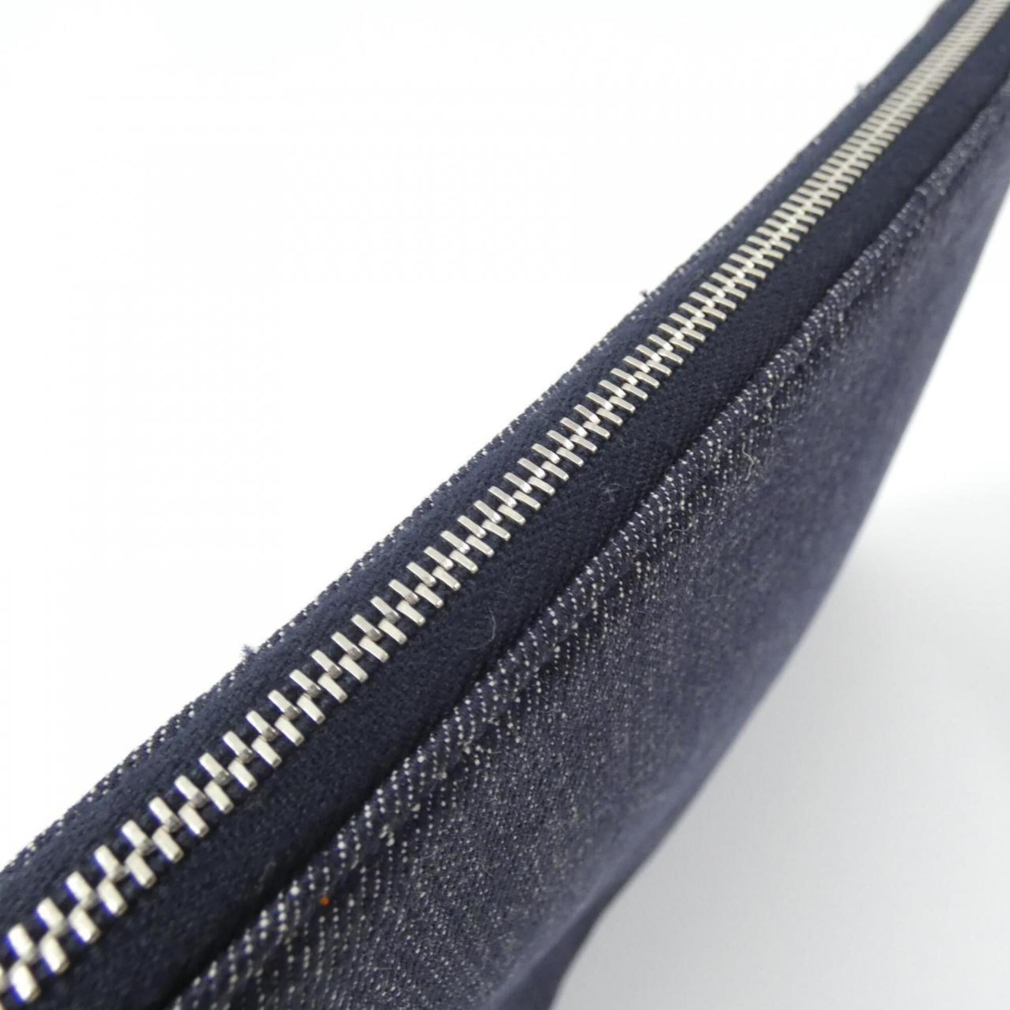 Chanel Navy Orange Denim Handbag Pouch (Pre-Owned)
