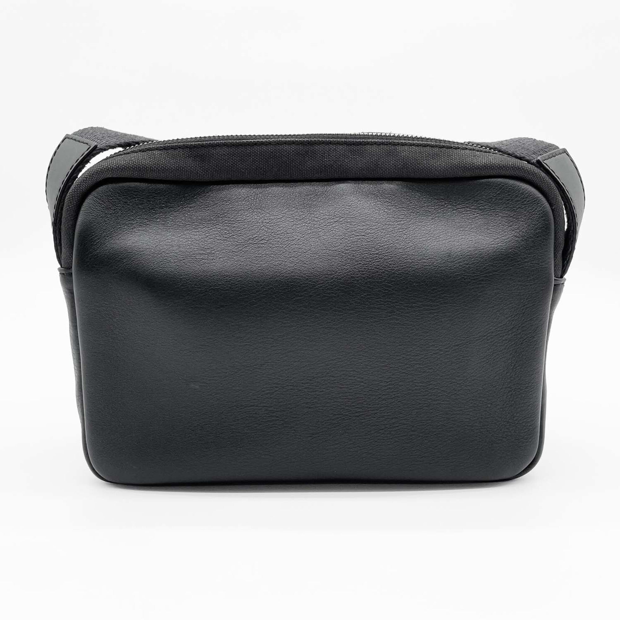 Loewe Black Gray Canvas Leather Messenger Bag Shoulder Bag (Pre-Owned)