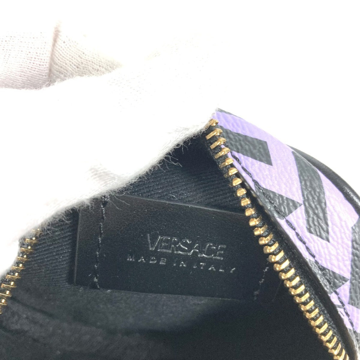 Versace Black Purple Leather Pouch (Pre-Owned)