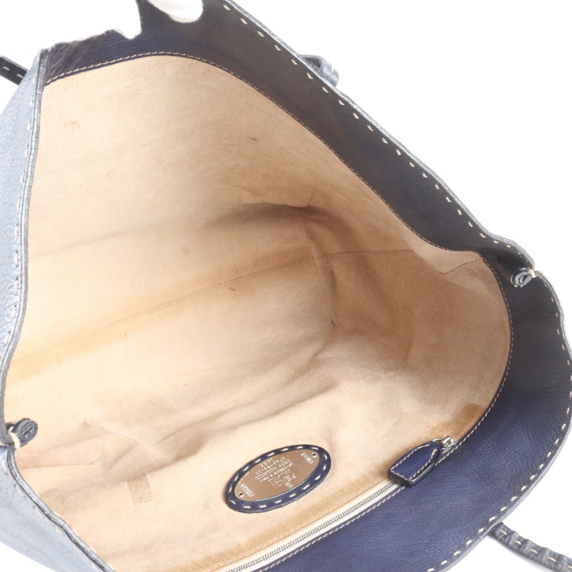 Fendi Navy Leather Shoulder Bag Tote Bag (Pre-Owned)