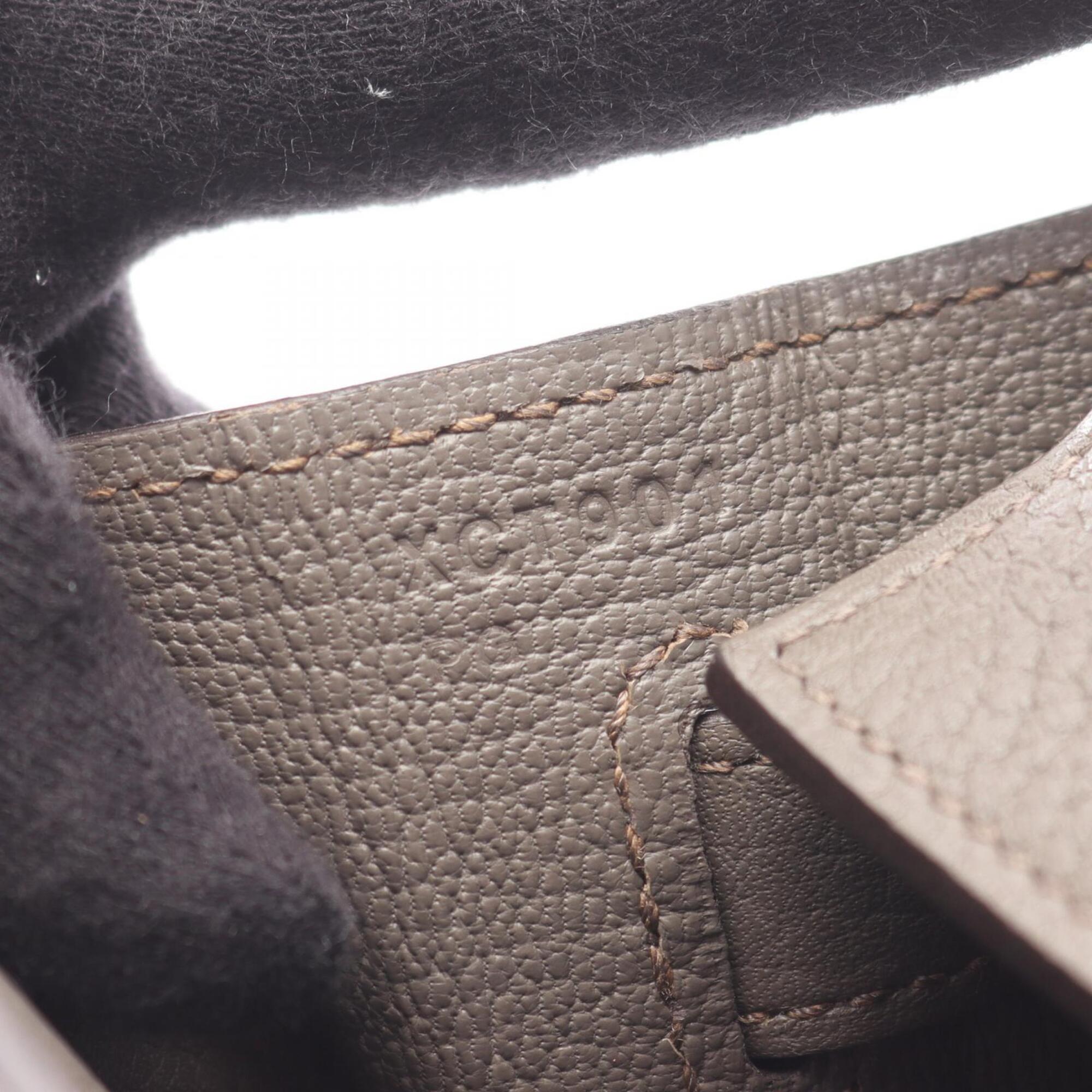 Hermes Etain Gray Taurillon Clemence Leather Handbag (Pre-Owned)