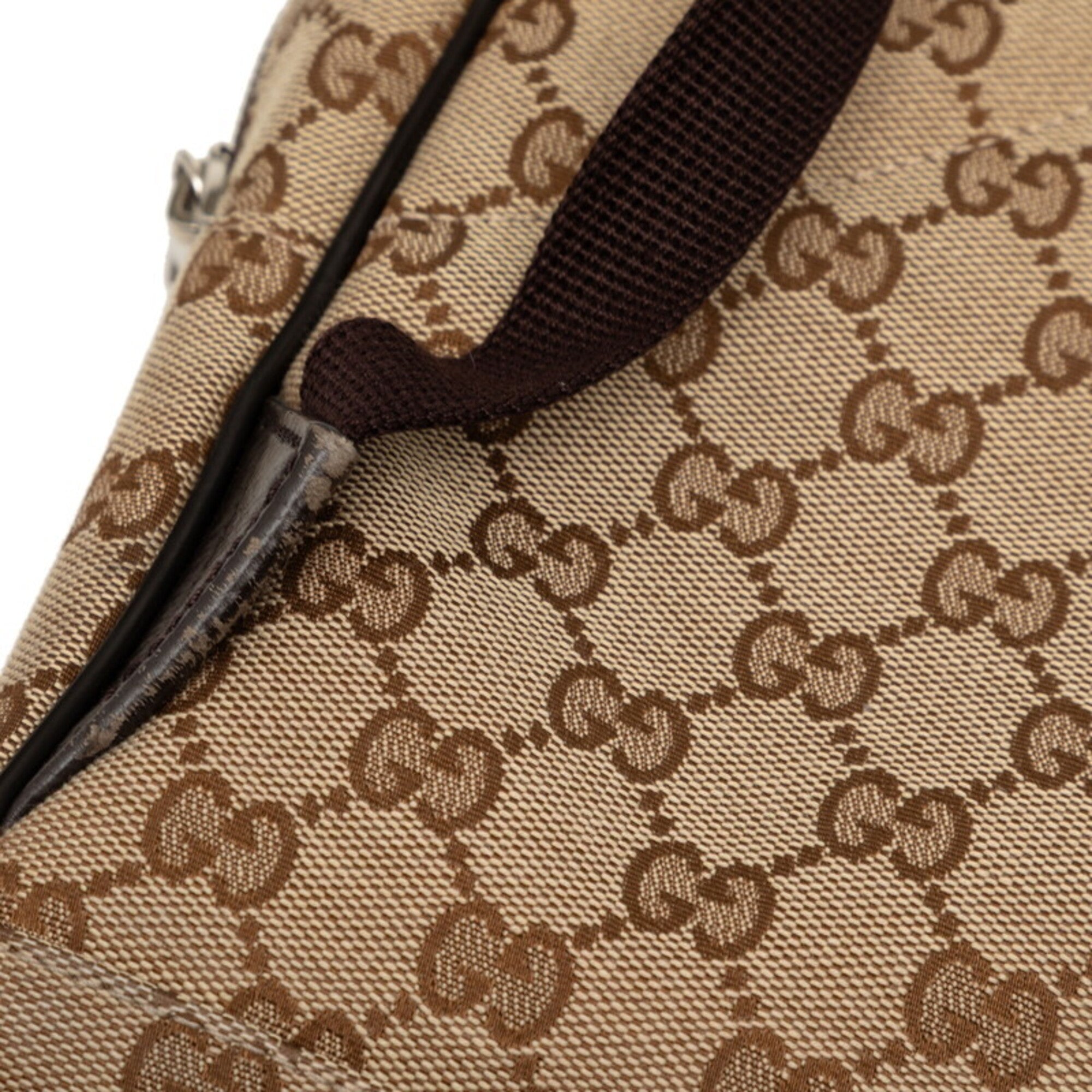 Gucci Beige Brown Canvas Leather Backpack (Pre-Owned)