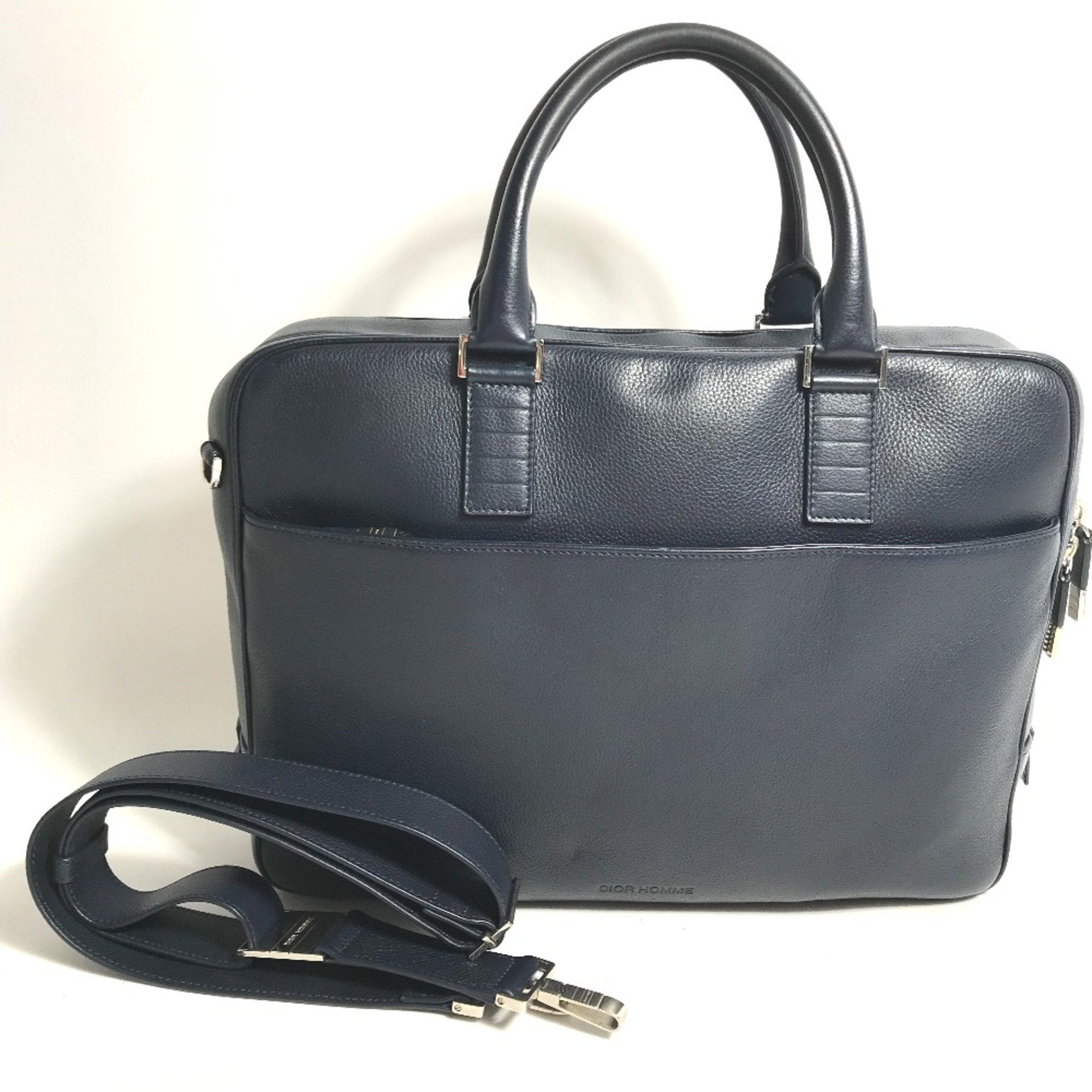 Dior Homme Navy Leather Briefcase (Pre-Owned)