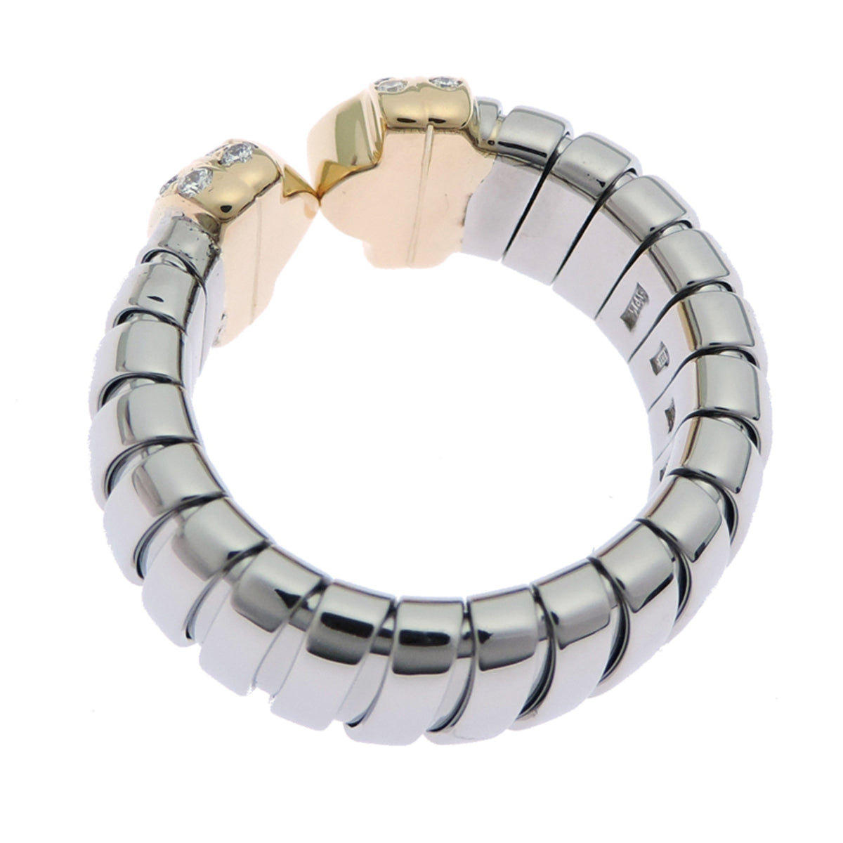 Bvlgari Stainless Steel Yellow Gold Band Ring (Pre-Owned)