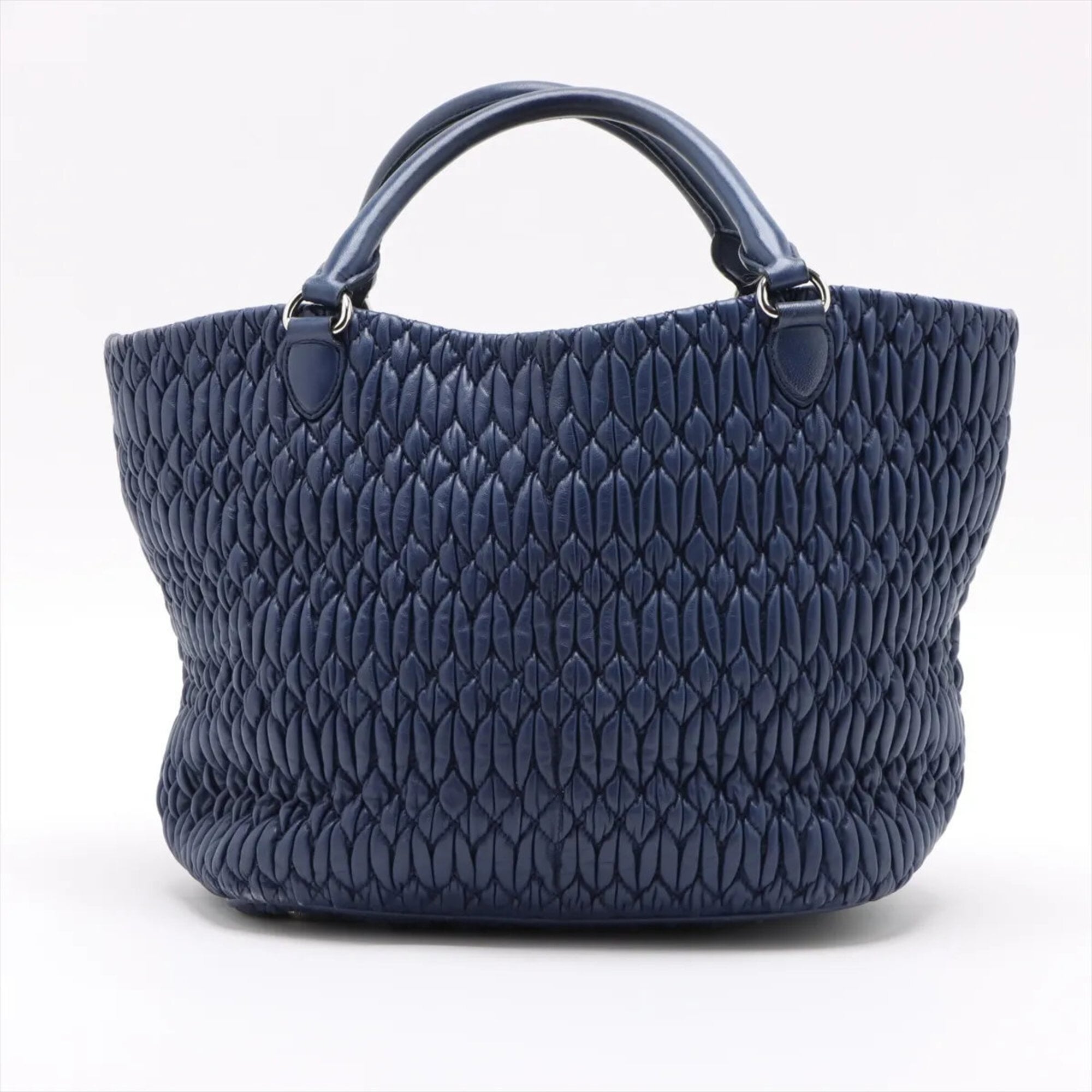 Miu Miu Matelasse Navy Leather Shoulder Bag (Pre-Owned)