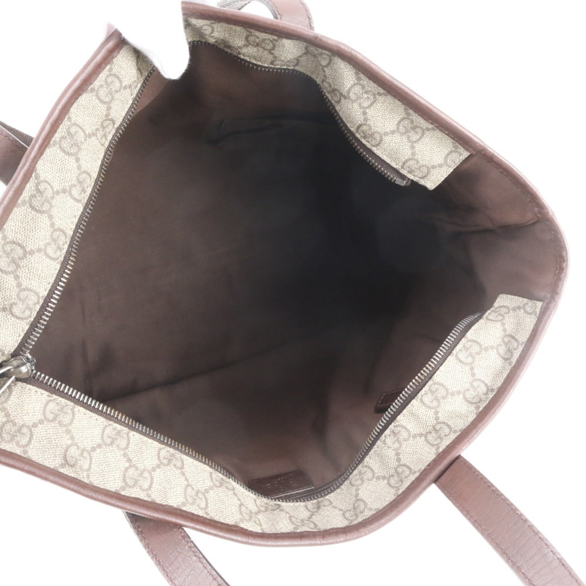 Gucci Beige Brown Leather Coated Canvas Handbag Tote Bag (Pre-Owned)