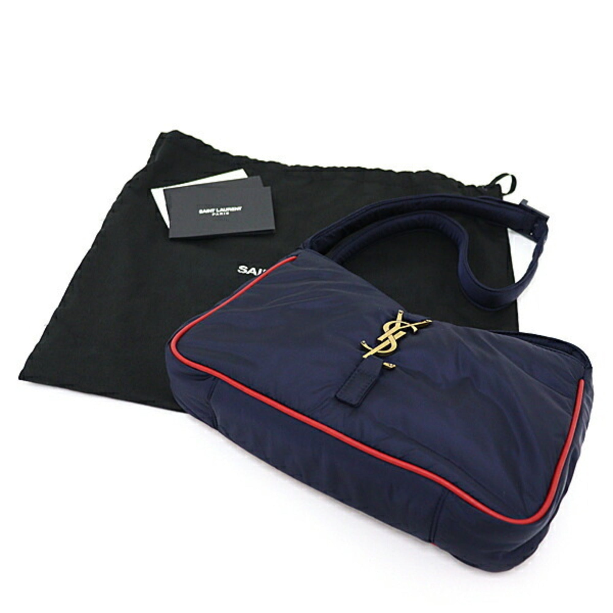 Saint Laurent Navy Red Color Leather Shoulder Bag (Pre-Owned)