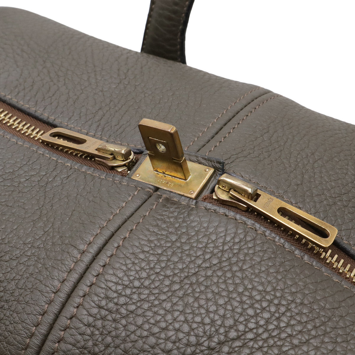 Hermes Olive Taurillon Clemence Leather Boston Bag (Pre-Owned)