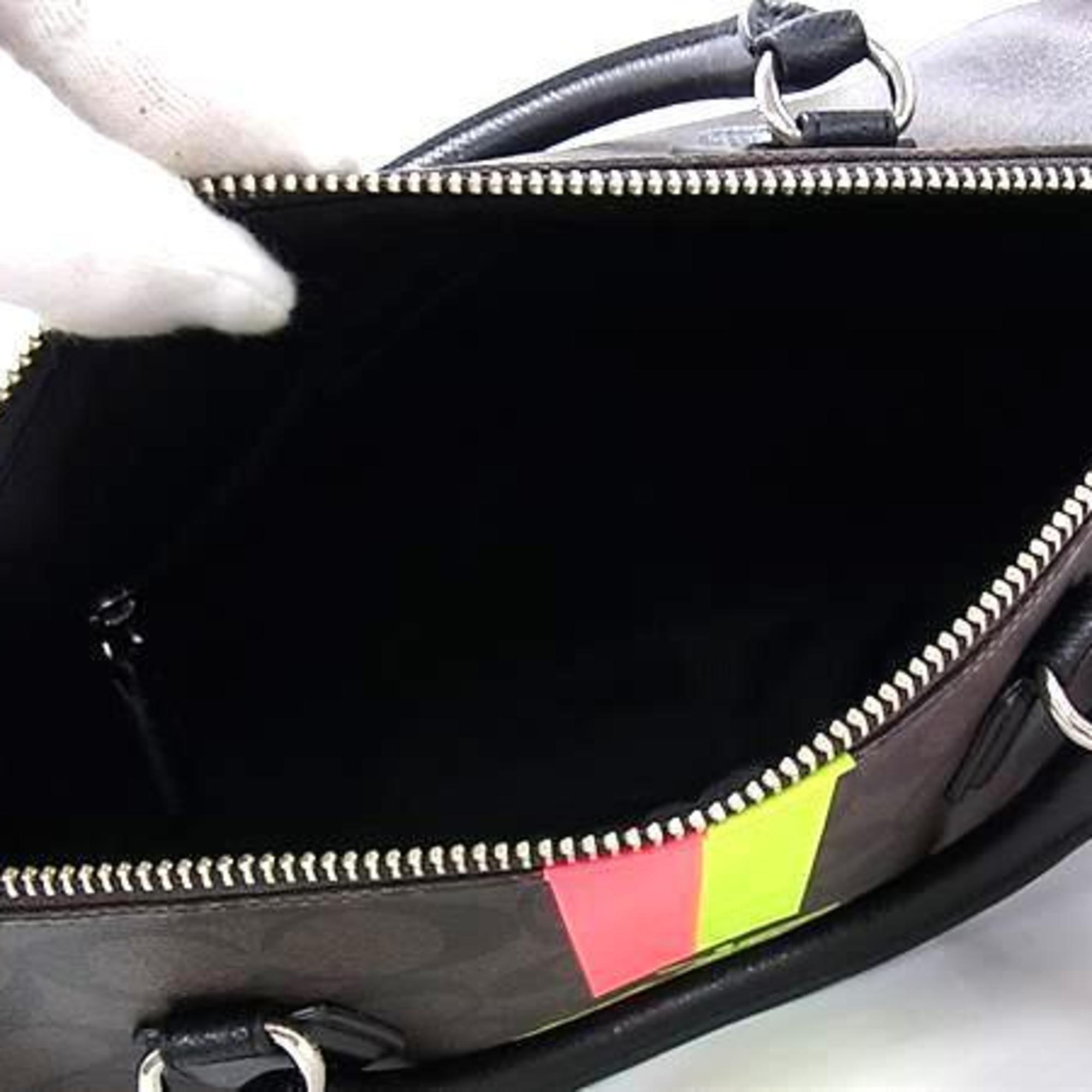Coach Black Brown Red Color Yellow Leather Pvc Handbag Shoulder Bag Tote Bag (Pre-Owned)